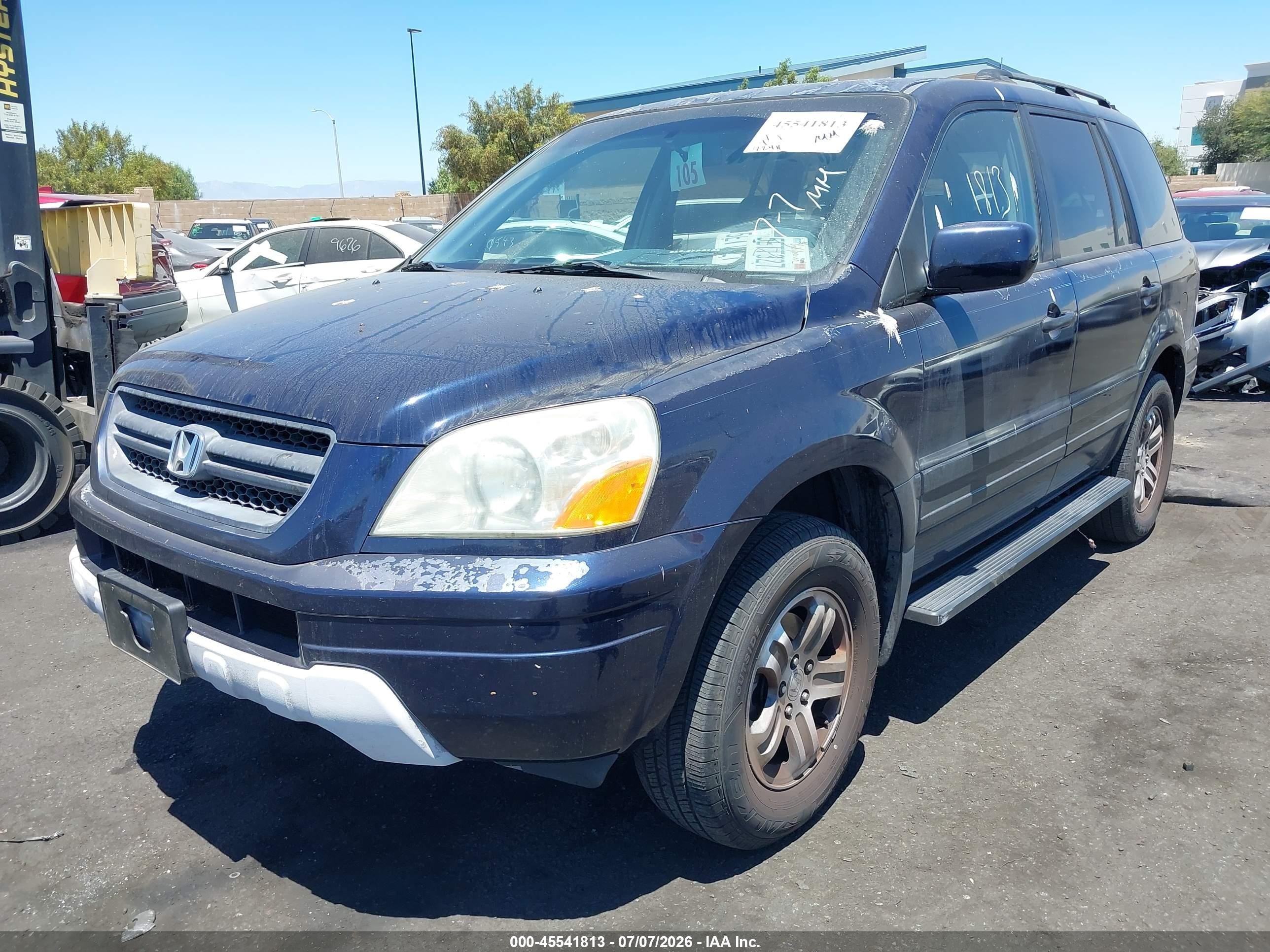 2004 Honda Pilot Ex Blue vin: 2HKYF18494H514484