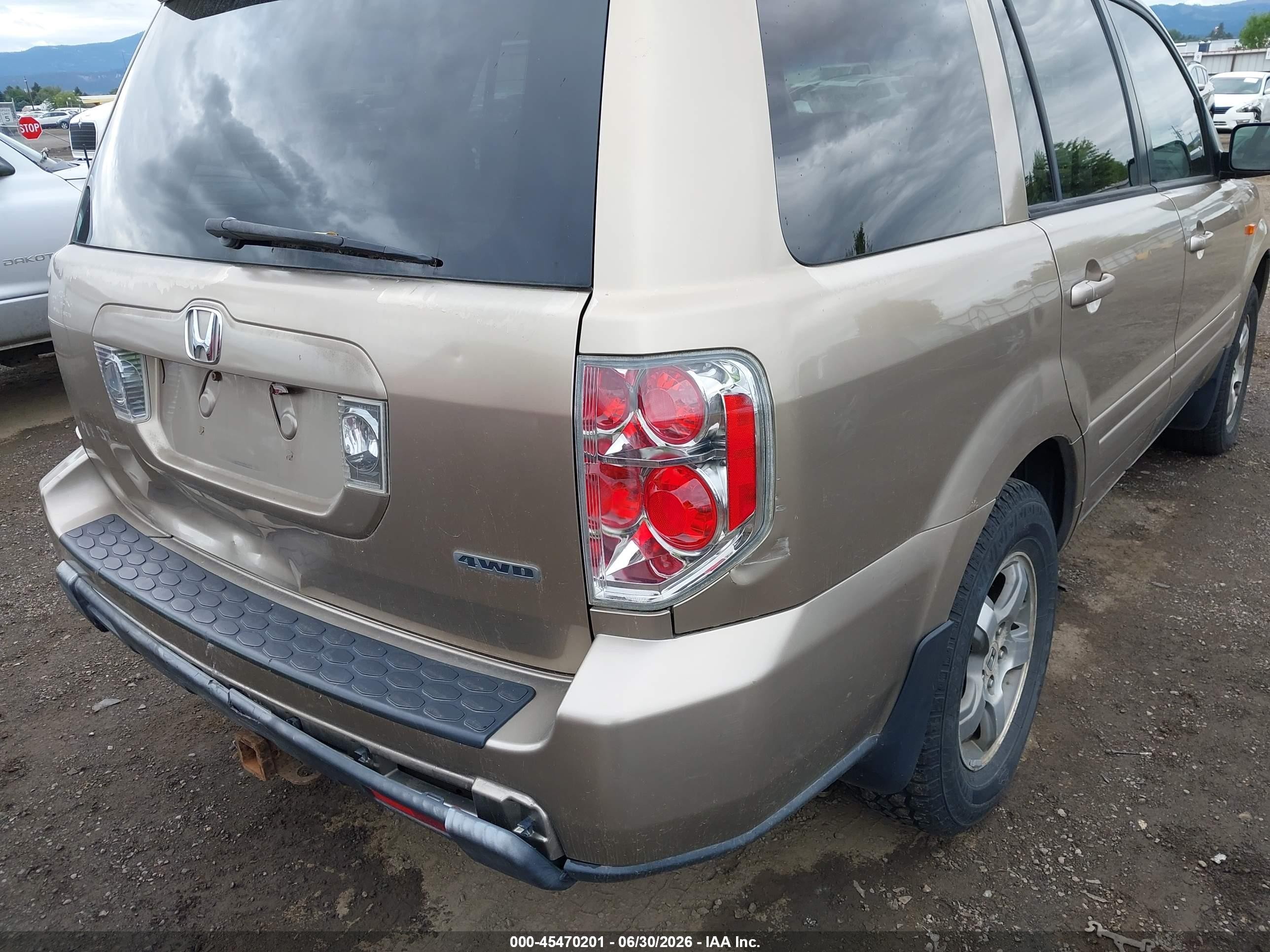 2006 Honda Pilot Ex Brown vin: 2HKYF18496H551960