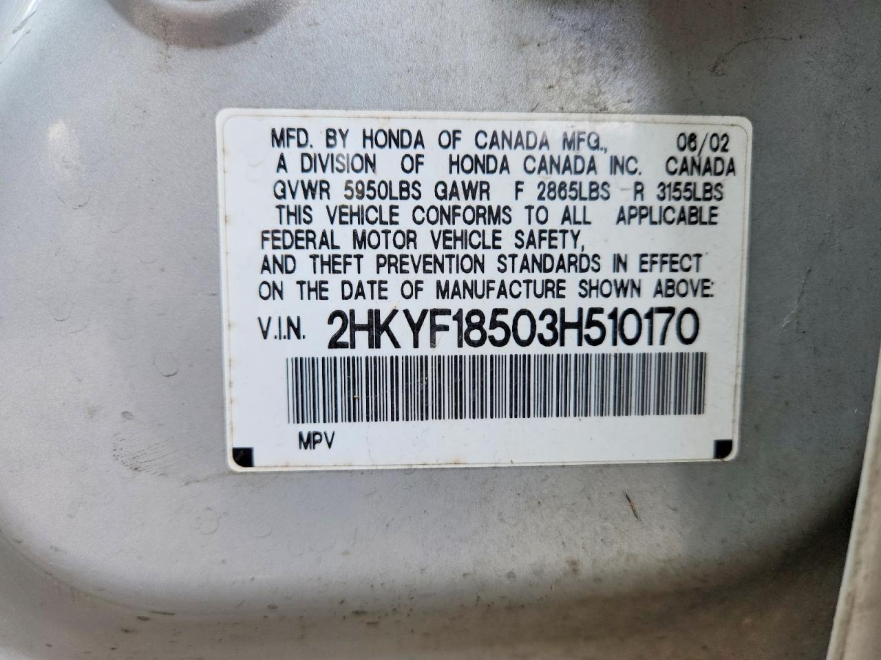 2003 Honda Pilot Exl Silver vin: 2HKYF18503H510170