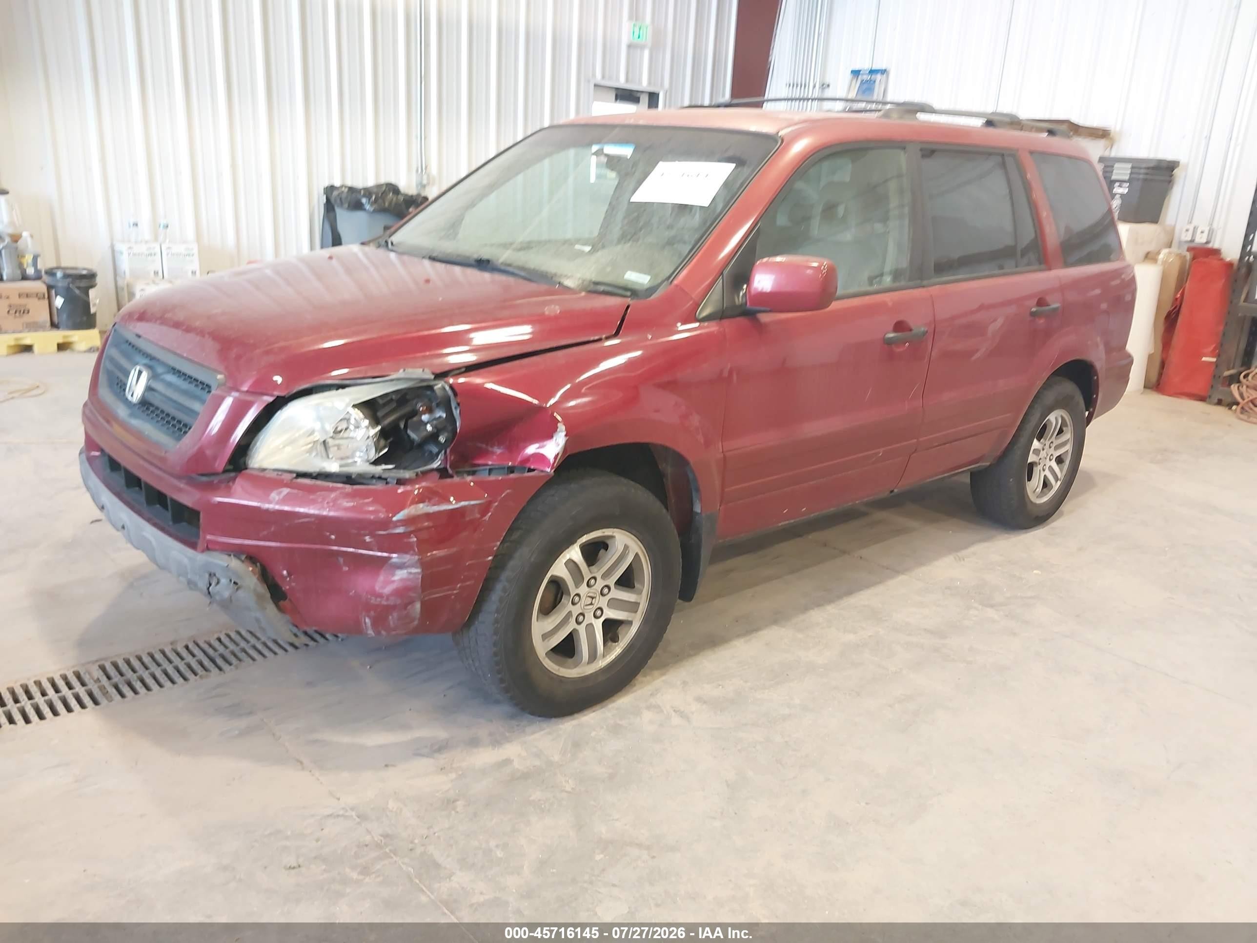 2004 Honda Pilot Ex-l Maroon vin: 2HKYF18504H513667