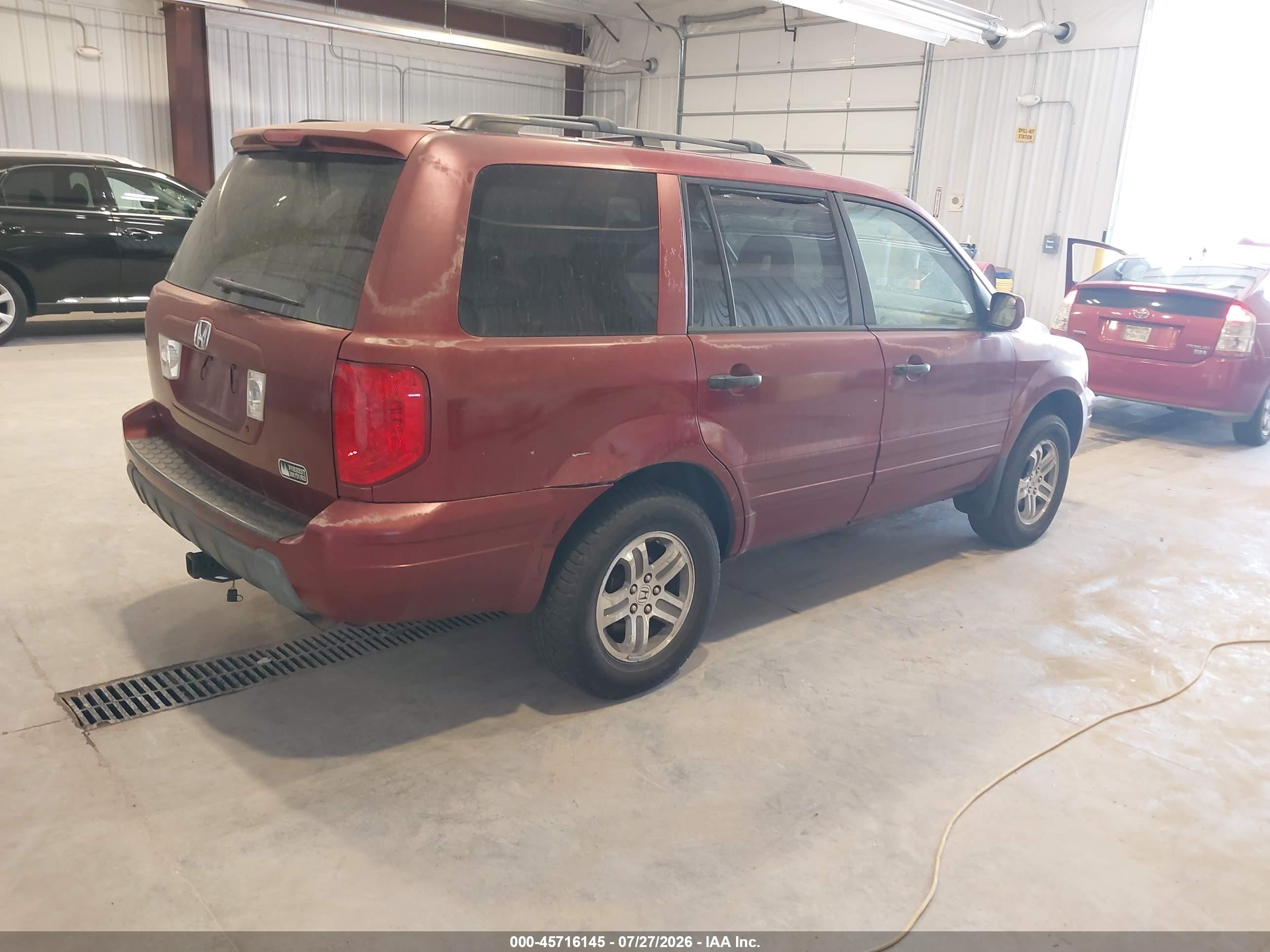 2004 Honda Pilot Ex-l Maroon vin: 2HKYF18504H513667