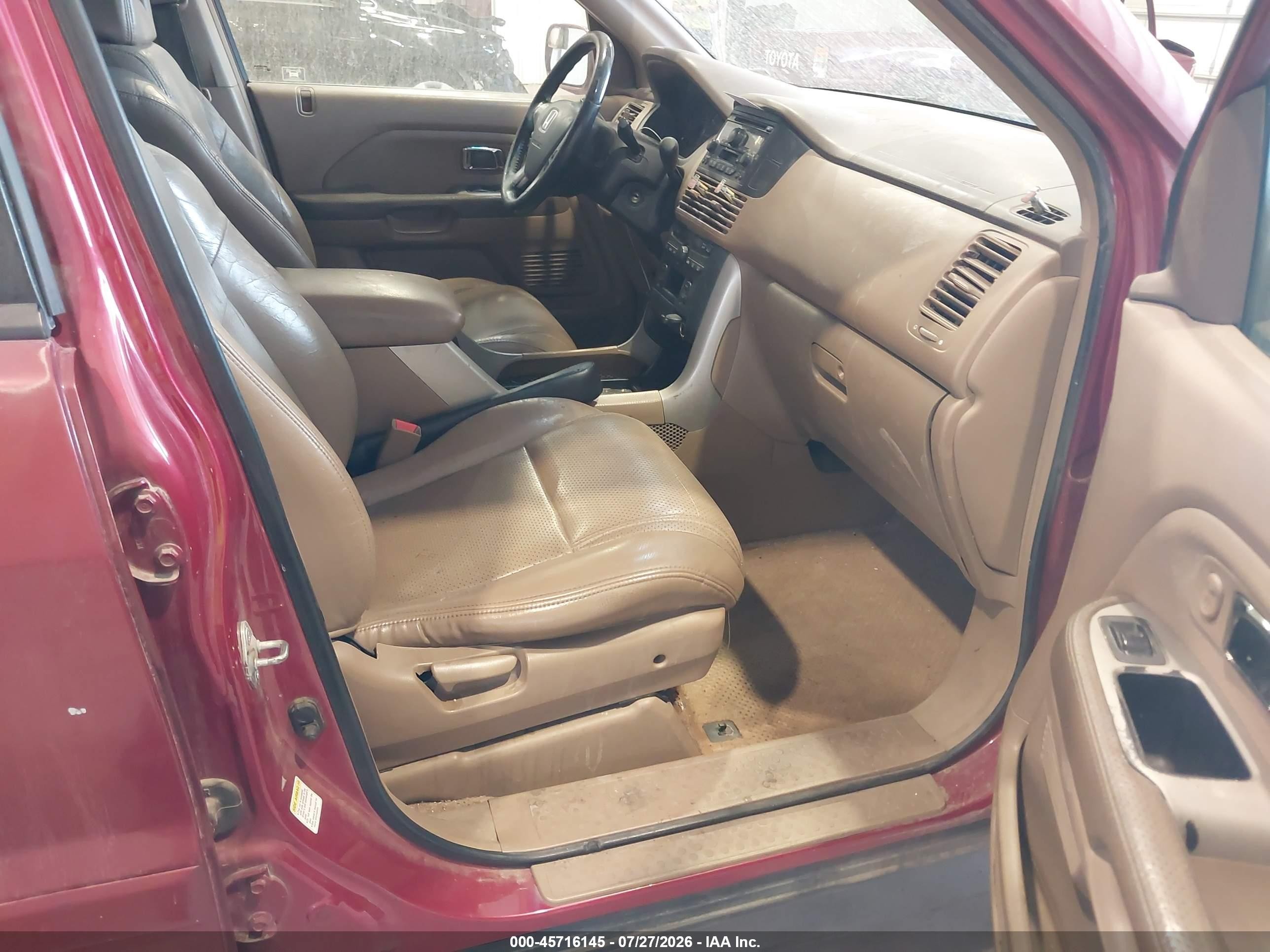 2004 Honda Pilot Ex-l Maroon vin: 2HKYF18504H513667