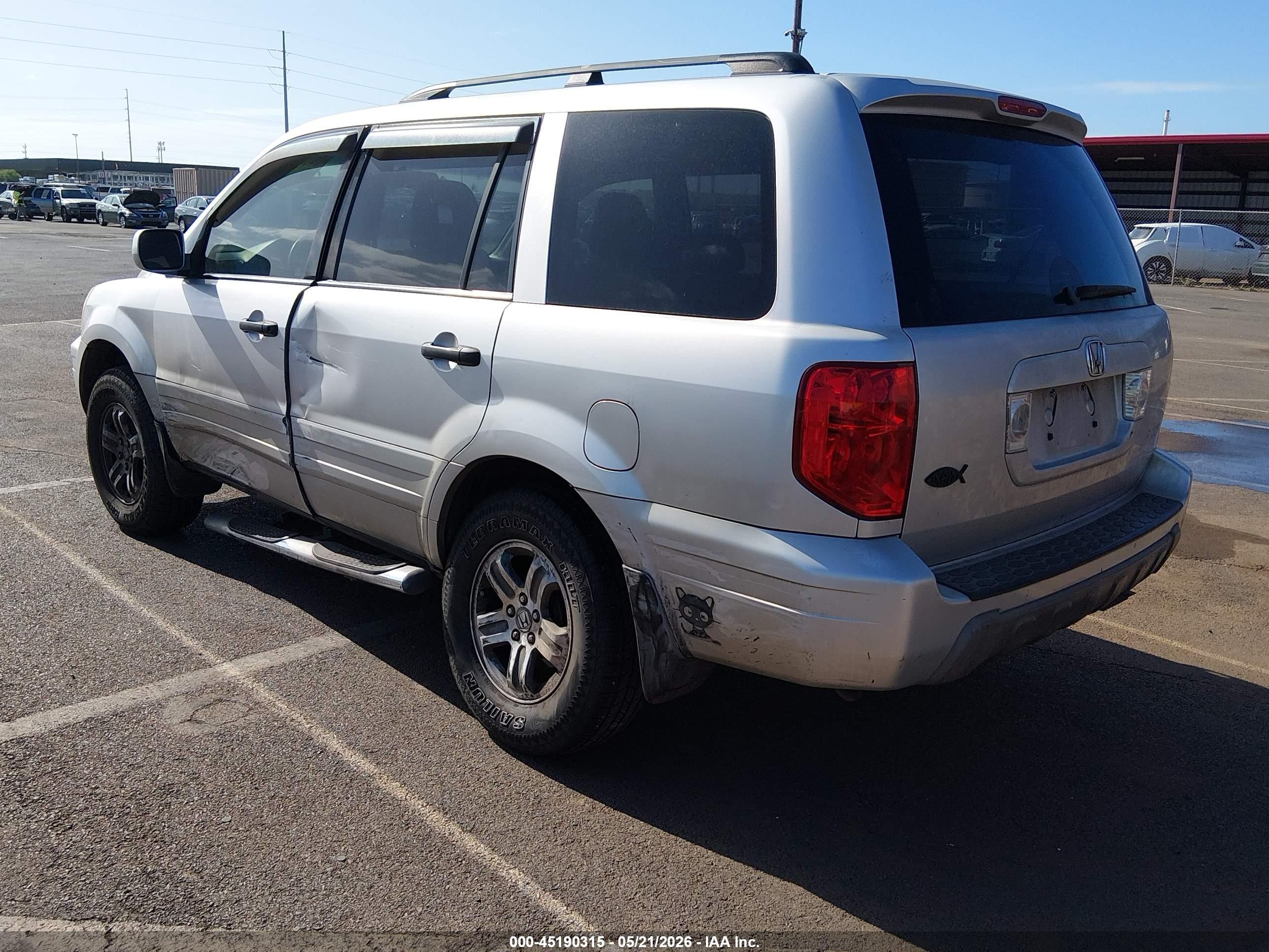 2005 Honda Pilot Ex-l Silver vin: 2HKYF18505H508938