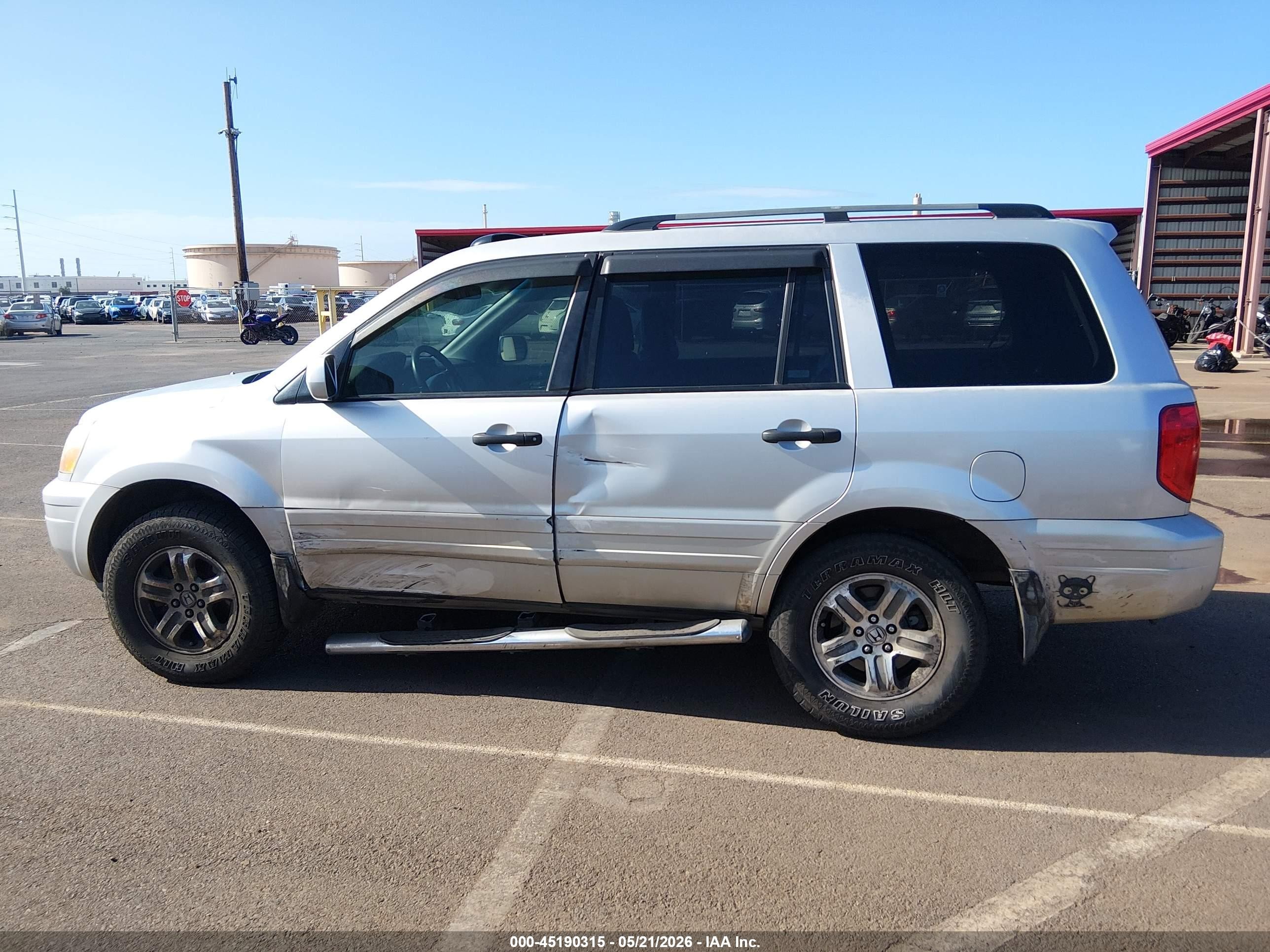 2005 Honda Pilot Ex-l Silver vin: 2HKYF18505H508938