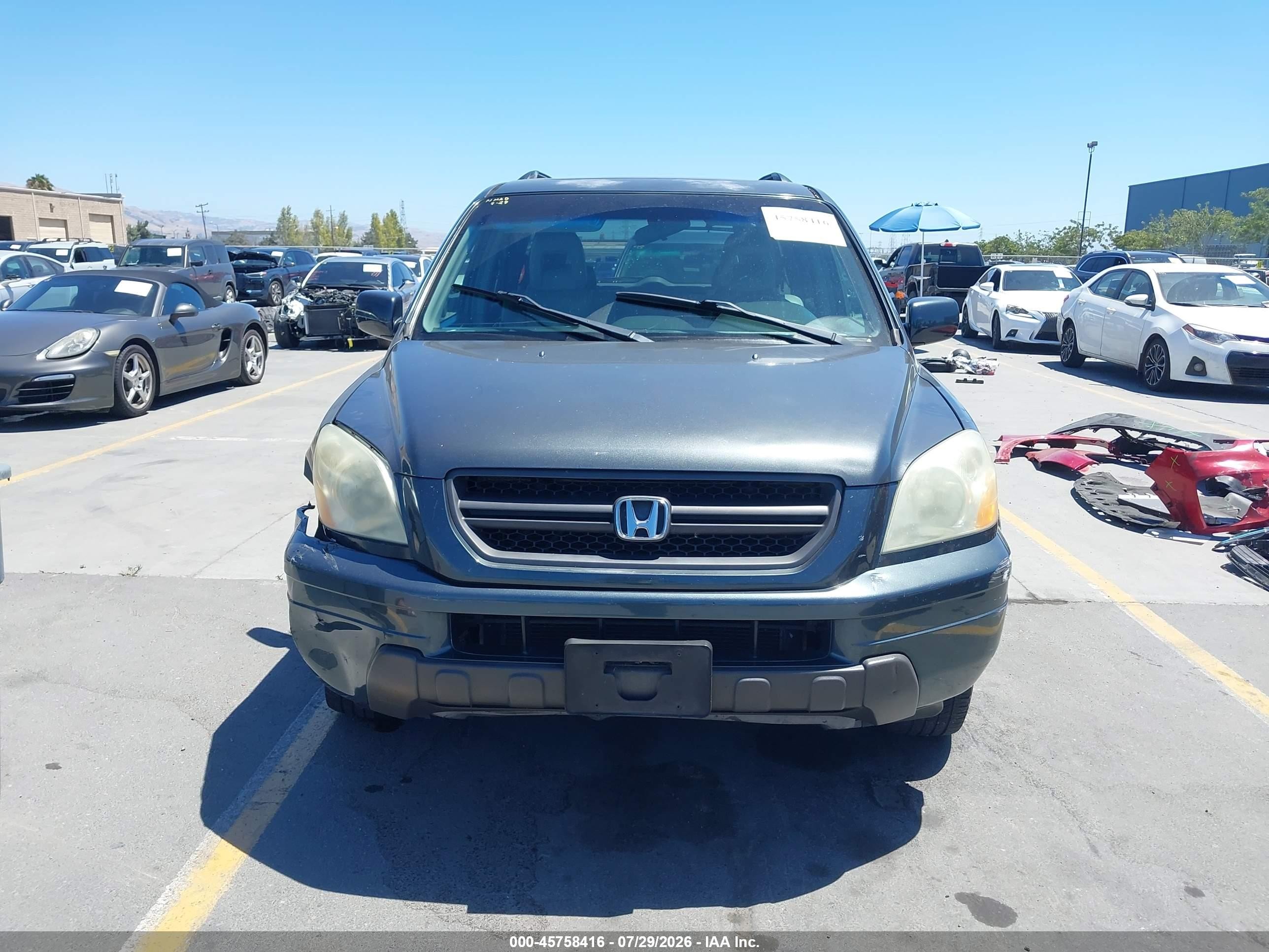 2005 Honda Pilot Ex-l Серый vin: 2HKYF18505H553491