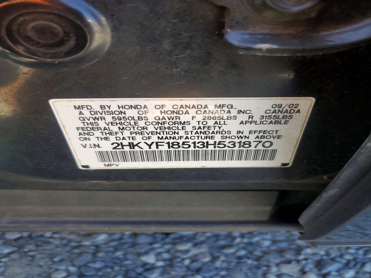 2003 Honda Pilot Exl Black vin: 2HKYF18513H531870