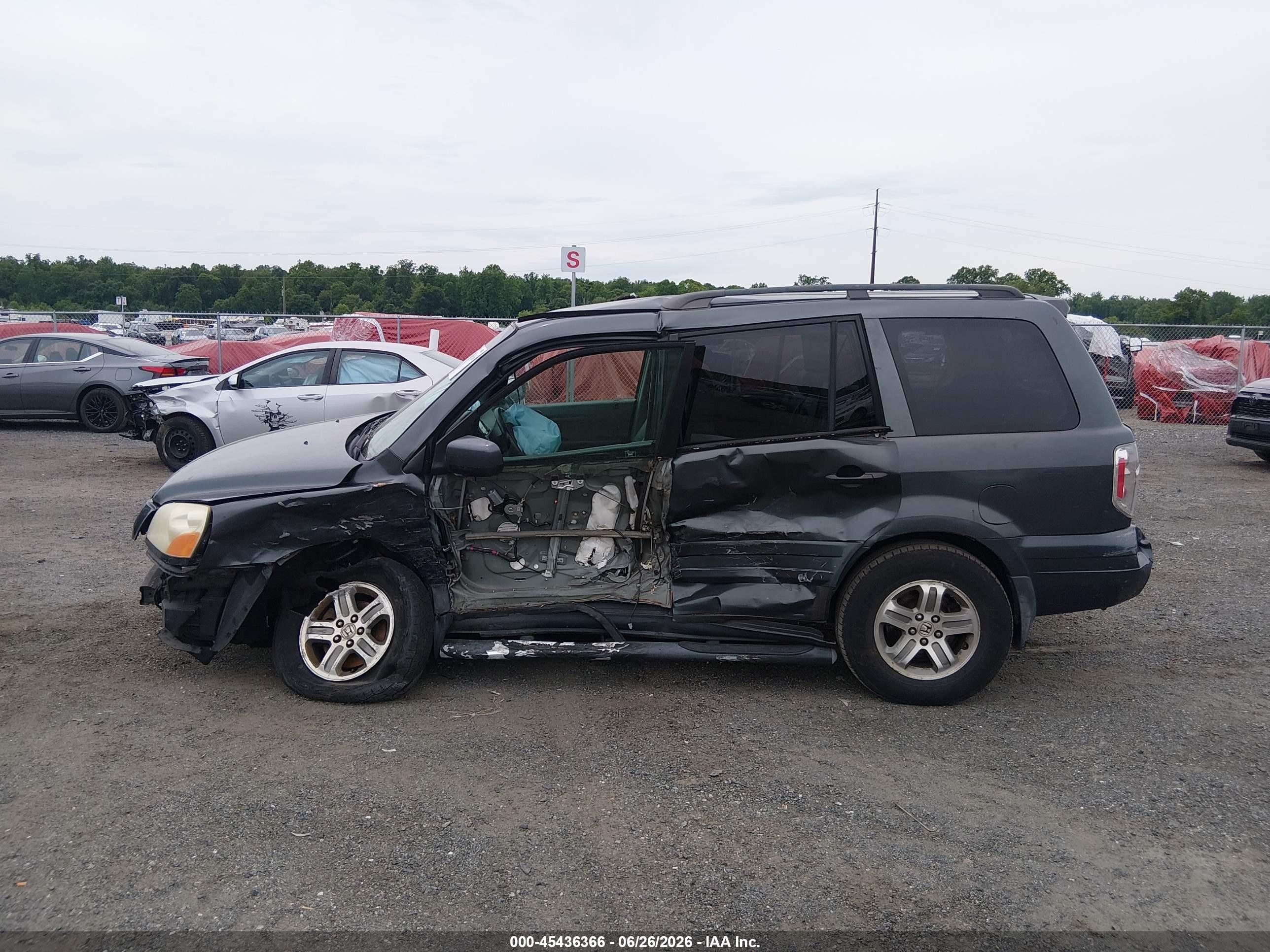 2003 Honda Pilot Ex-l Gray vin: 2HKYF18513H550077