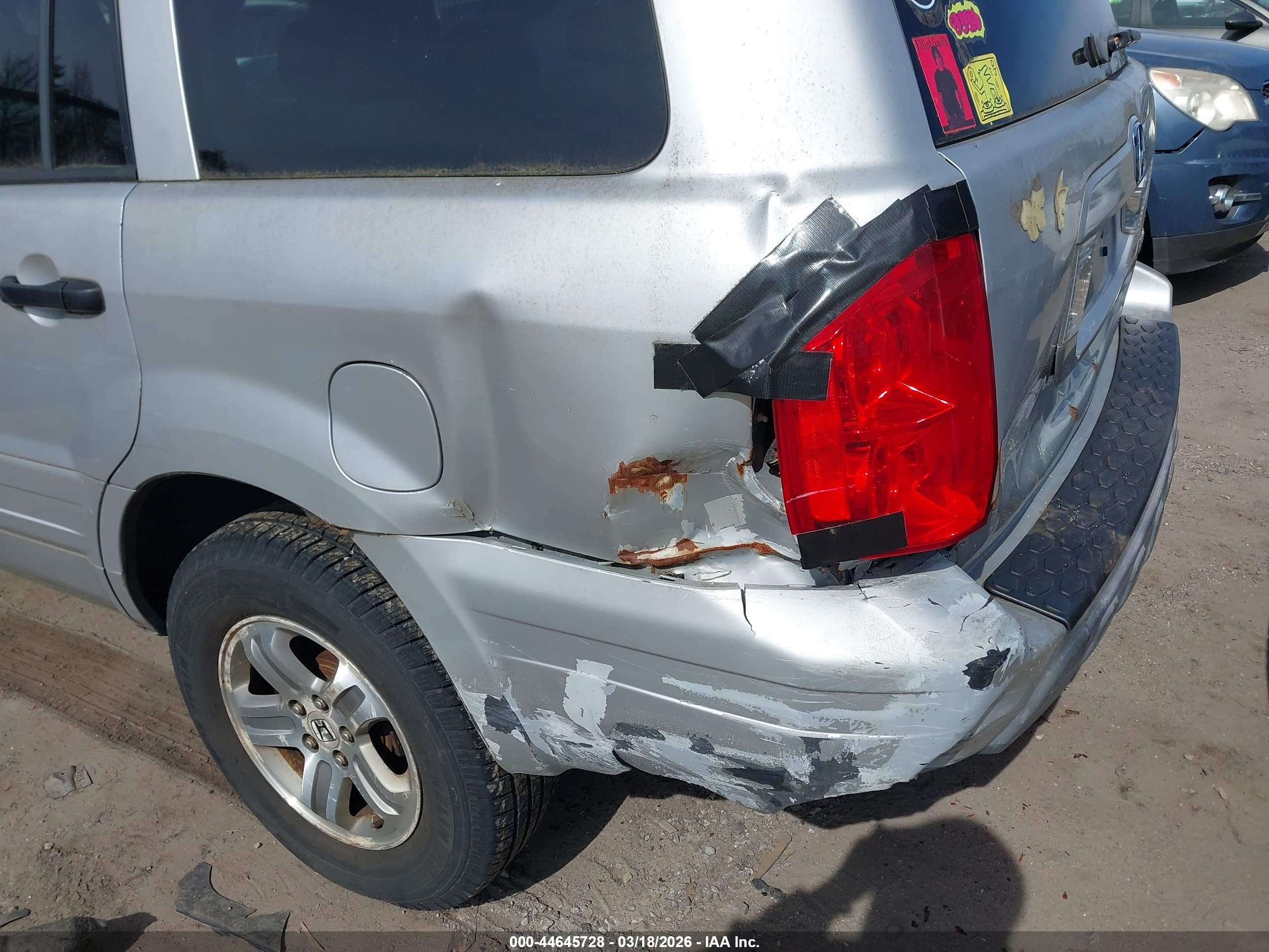 2003 Honda Pilot Ex-l Silver vin: 2HKYF18513H553514