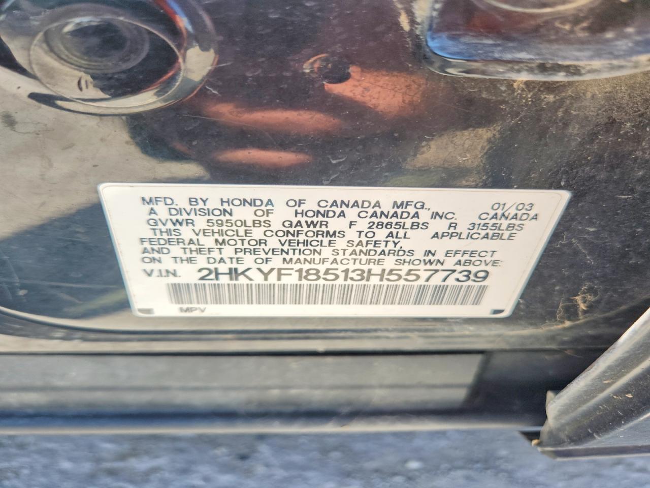 2003 Honda Pilot Exl Black vin: 2HKYF18513H557739