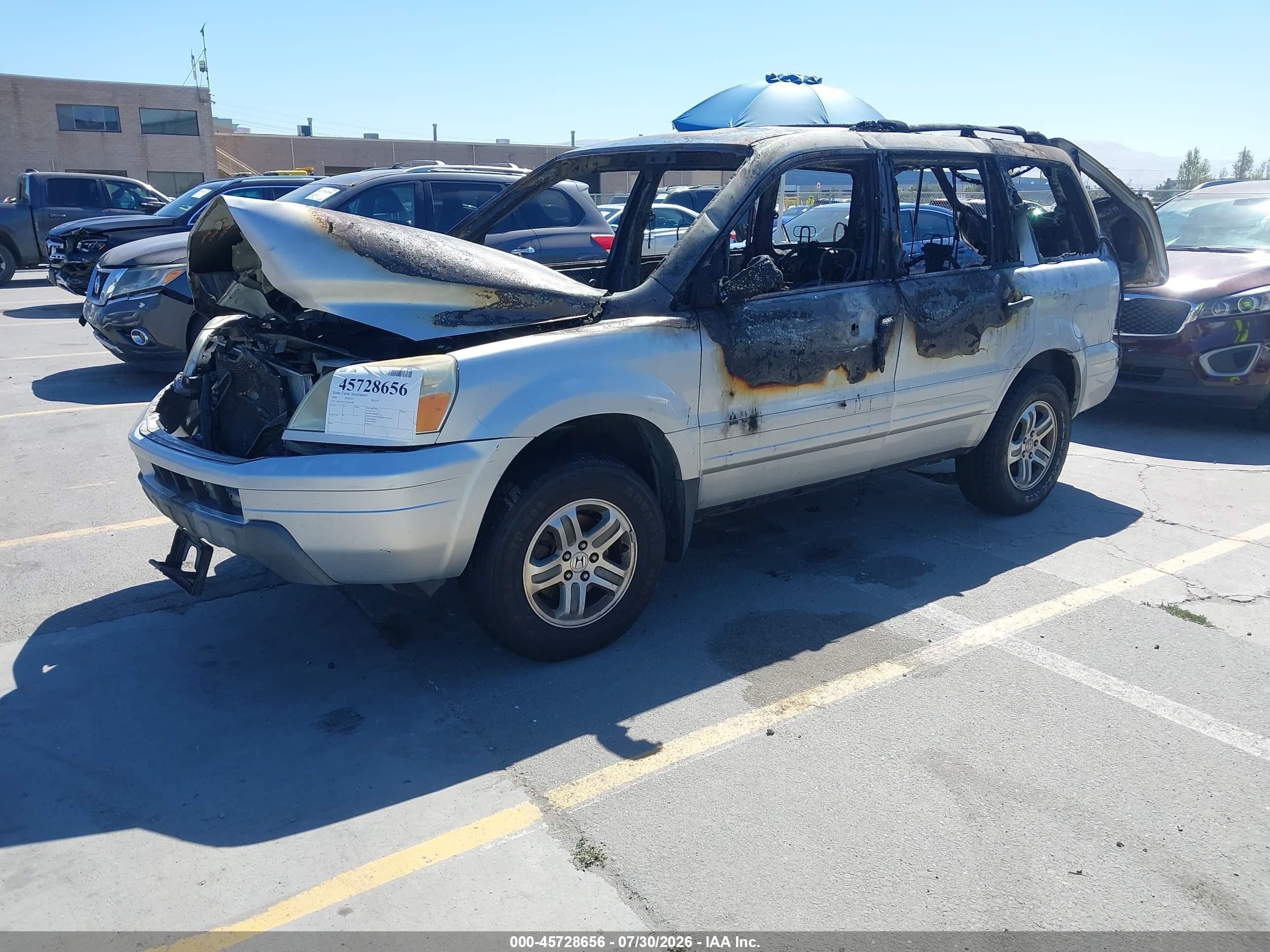 2004 Honda Pilot Ex-l Gray vin: 2HKYF18514H540599