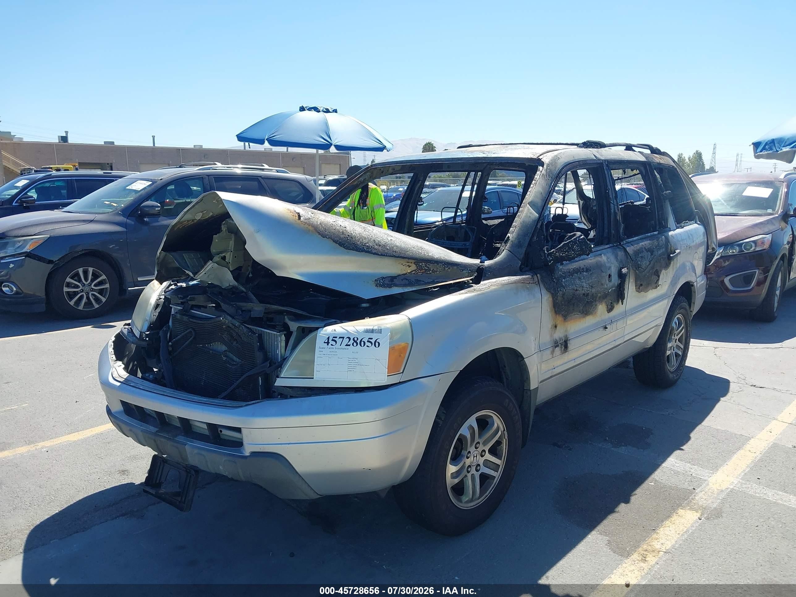 2004 Honda Pilot Ex-l Gray vin: 2HKYF18514H540599