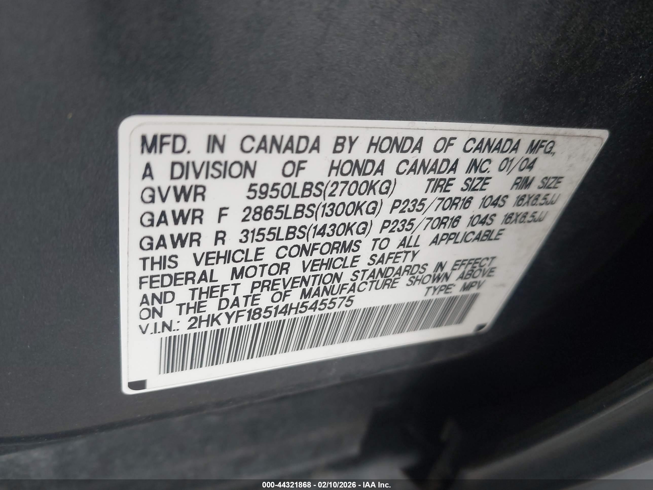 2004 Honda Pilot Ex-l Gray vin: 2HKYF18514H545575