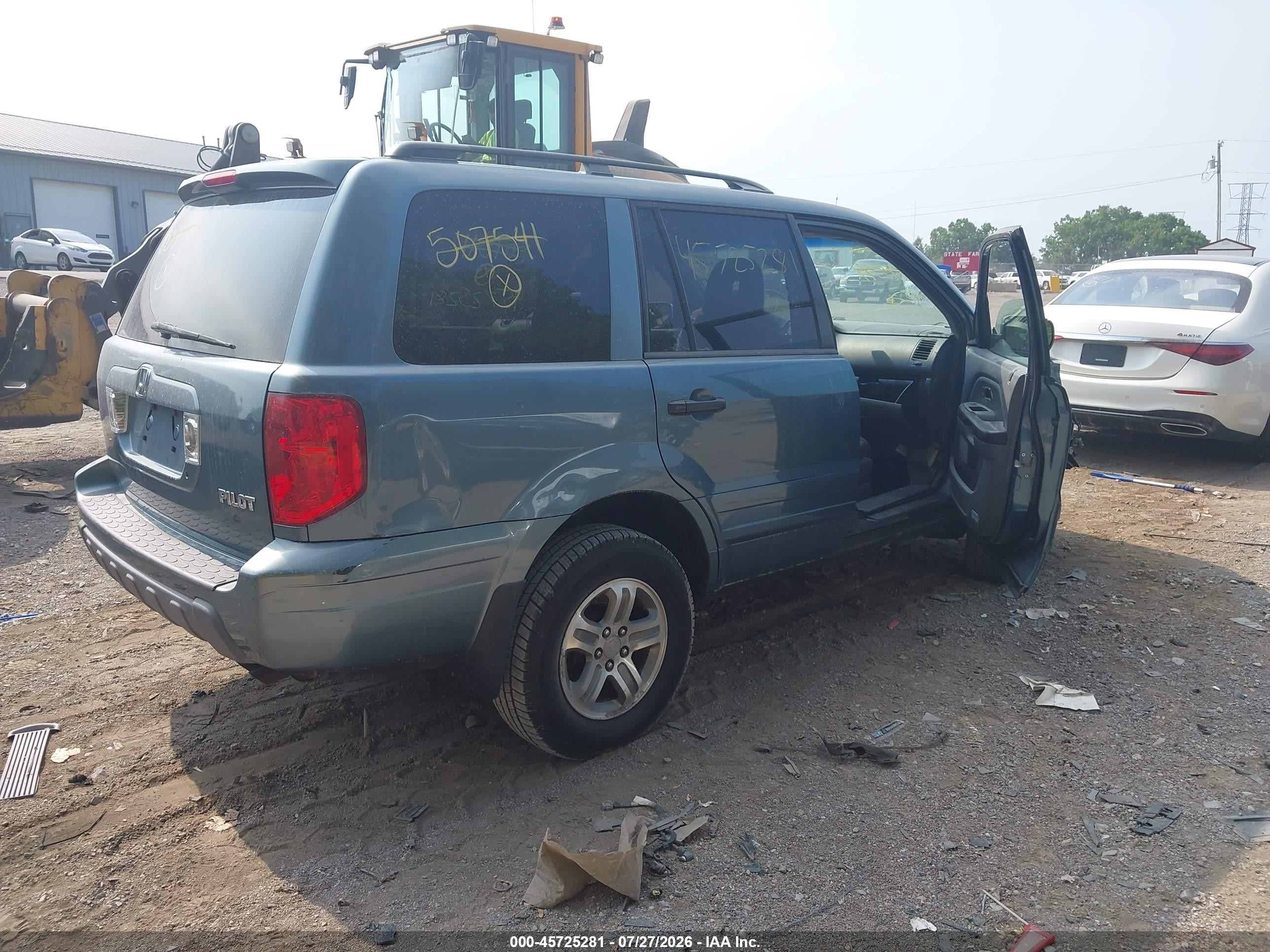 2005 Honda Pilot Ex-l Blue vin: 2HKYF18515H507541