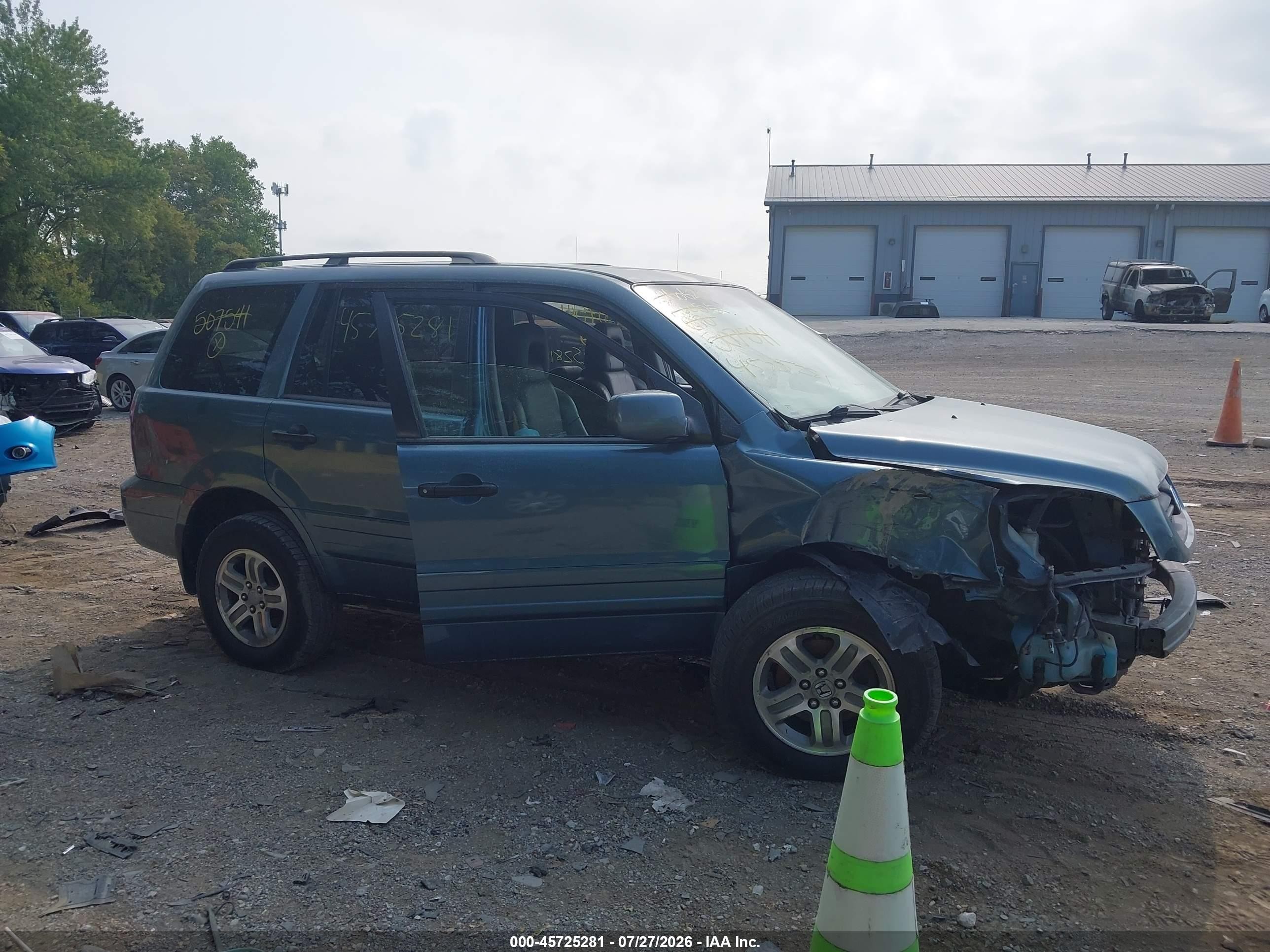 2005 Honda Pilot Ex-l Blue vin: 2HKYF18515H507541