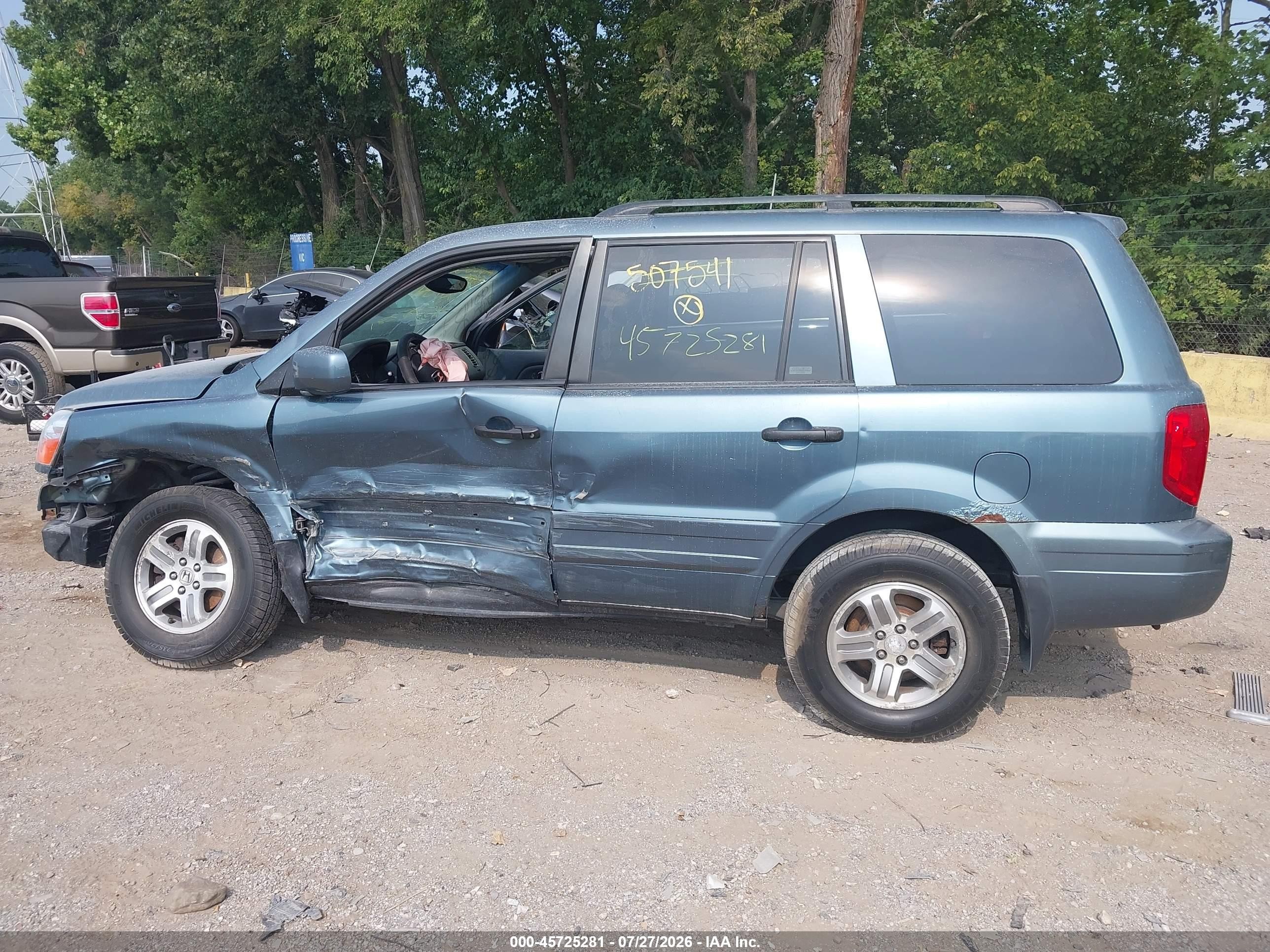 2005 Honda Pilot Ex-l Blue vin: 2HKYF18515H507541