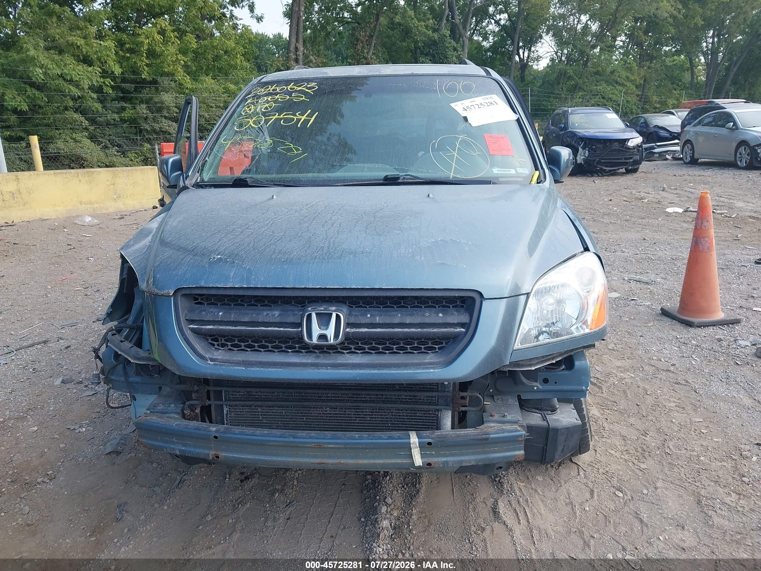 2005 Honda Pilot Ex-l Blue vin: 2HKYF18515H507541