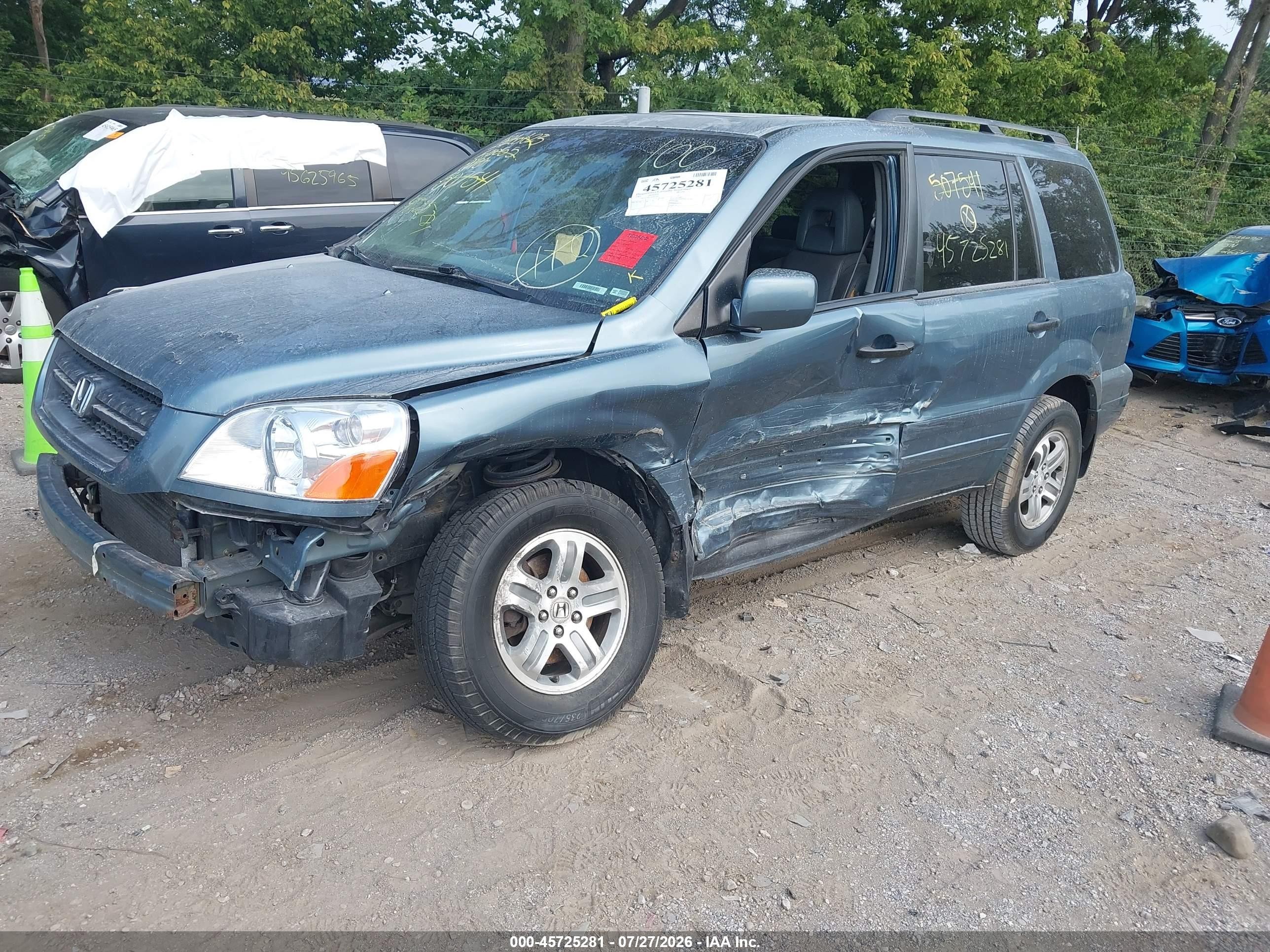 2005 Honda Pilot Ex-l Blue vin: 2HKYF18515H507541