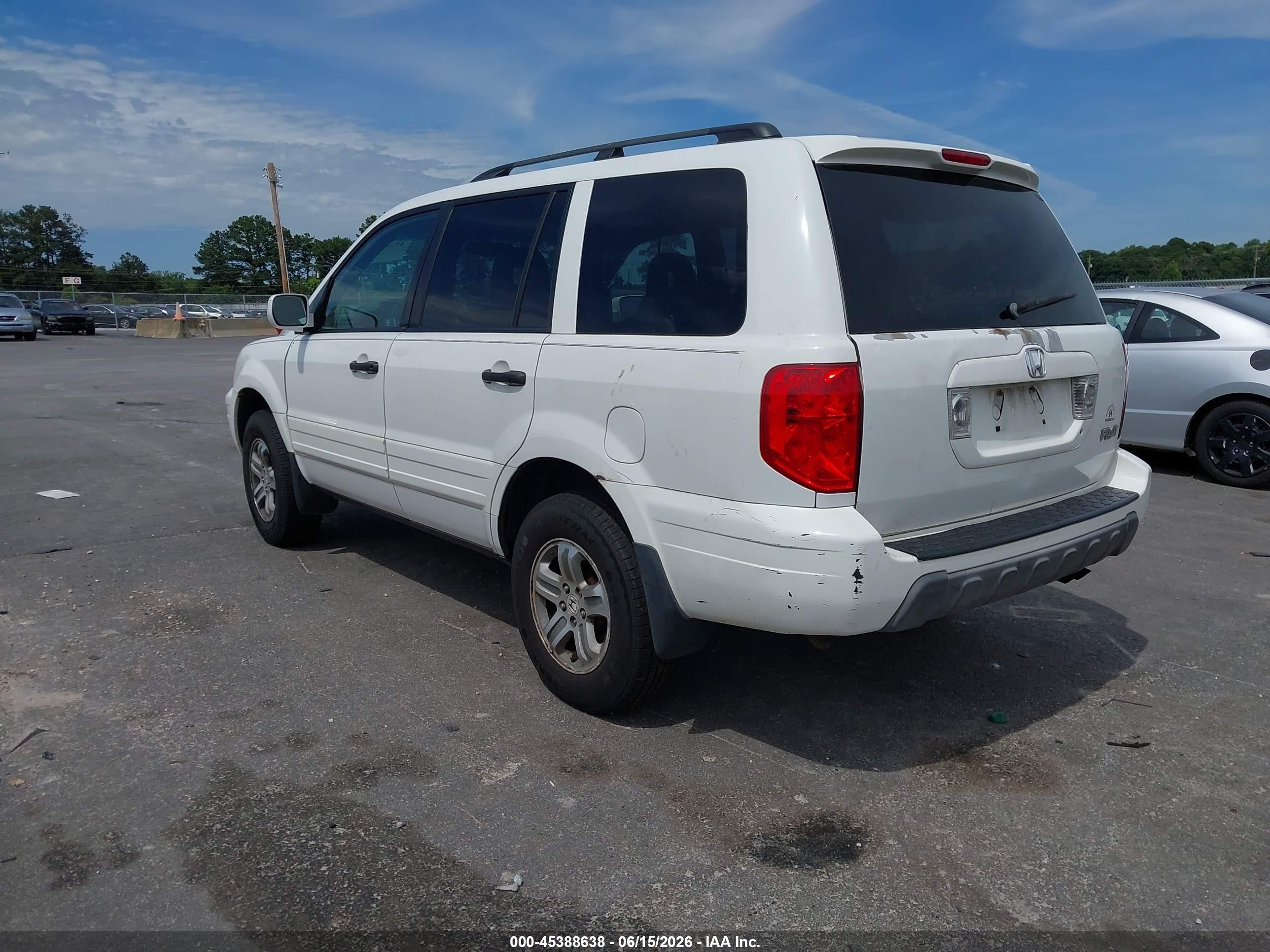 2005 Honda Pilot Ex-l White vin: 2HKYF18515H533346