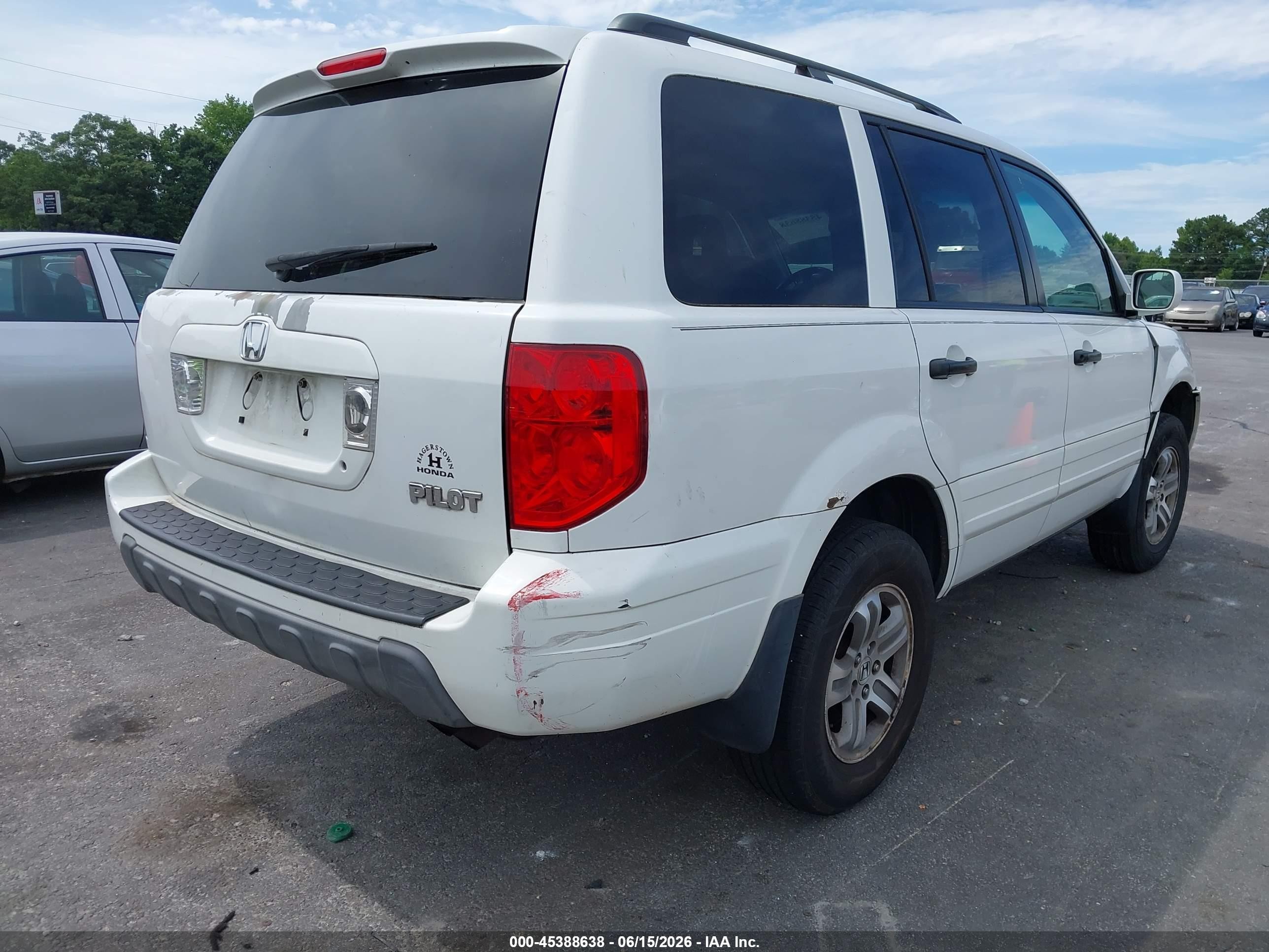 2005 Honda Pilot Ex-l White vin: 2HKYF18515H533346