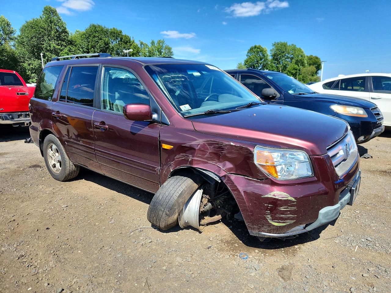 2007 Honda Pilot Exl Red vin: 2HKYF18517H520910