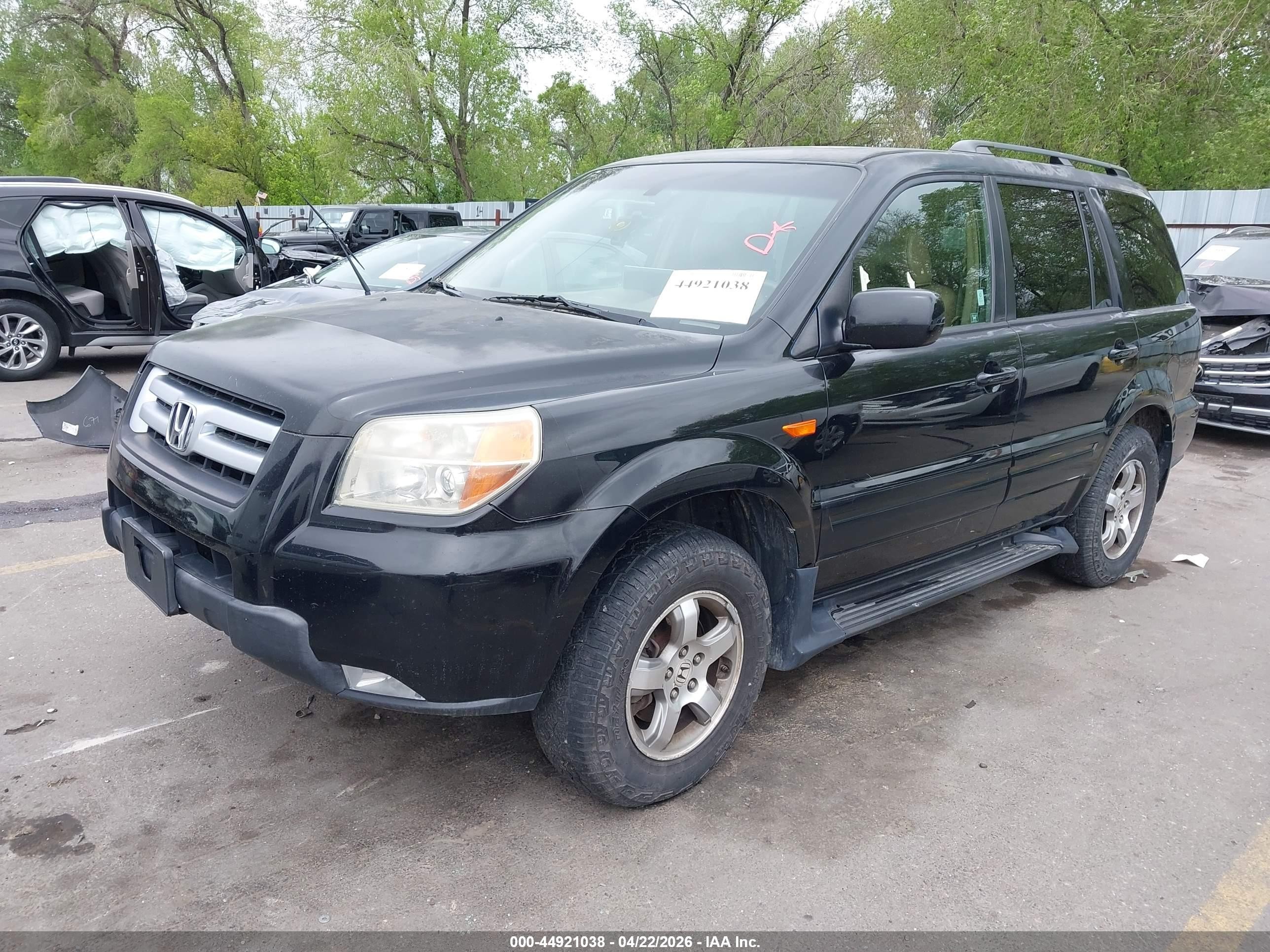 2007 Honda Pilot Ex-l Black vin: 2HKYF18517H535486