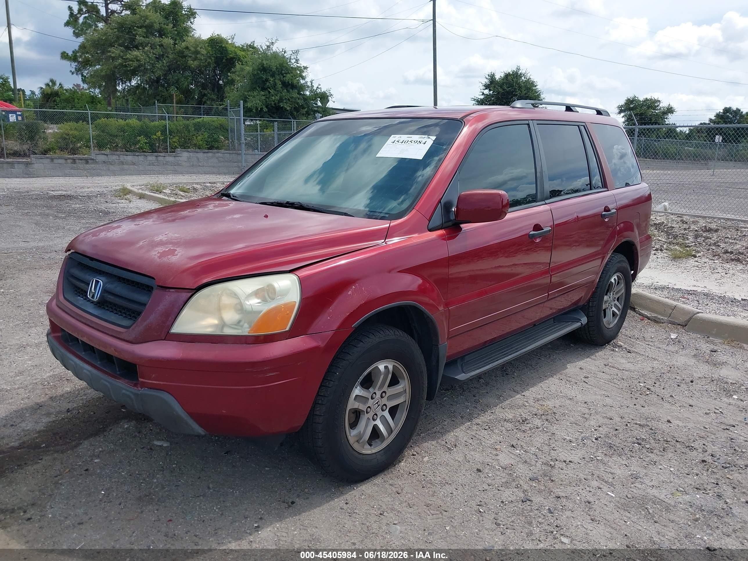 2003 Honda Pilot Ex-l Red vin: 2HKYF18523H580785