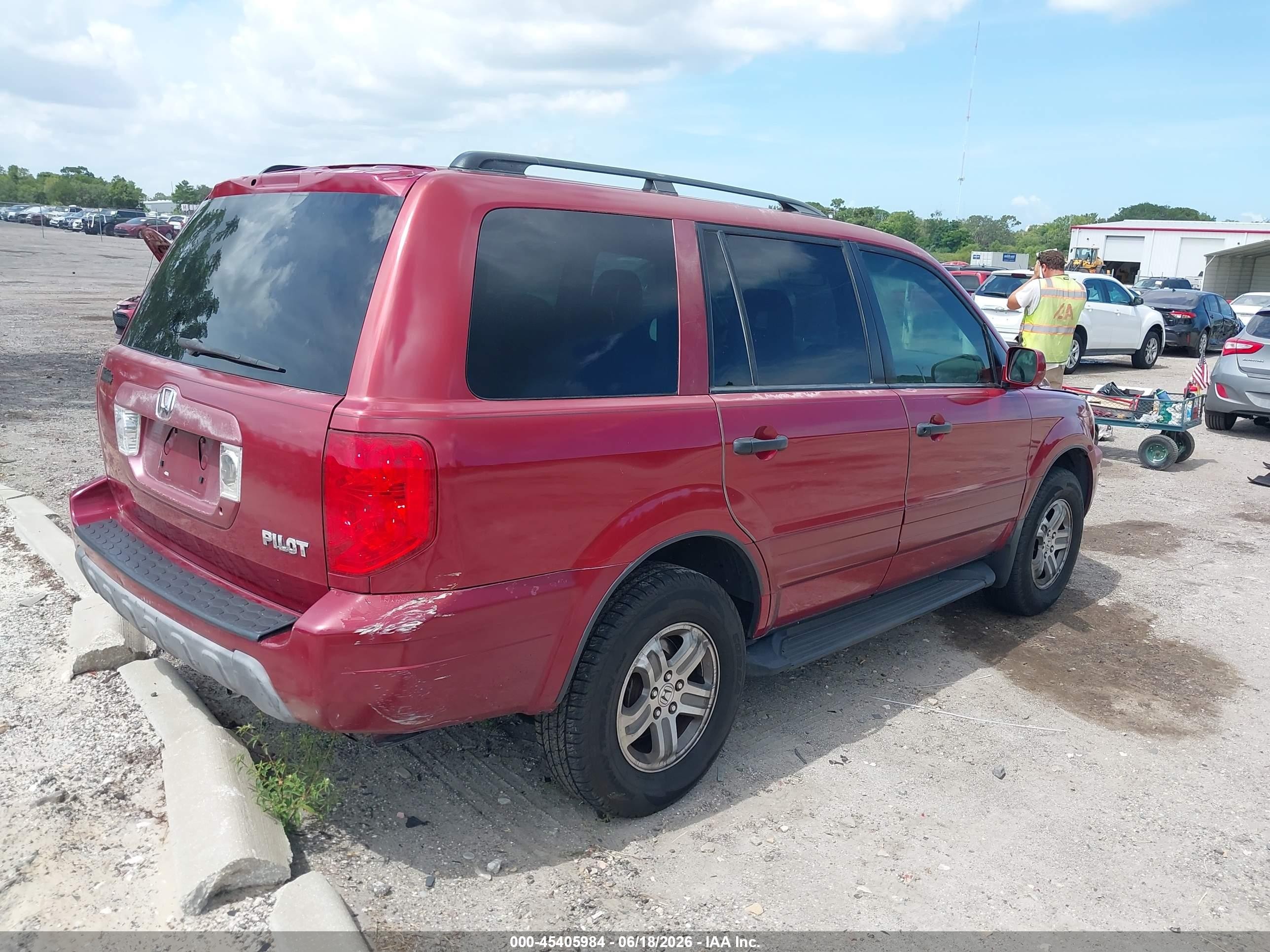 2003 Honda Pilot Ex-l Red vin: 2HKYF18523H580785
