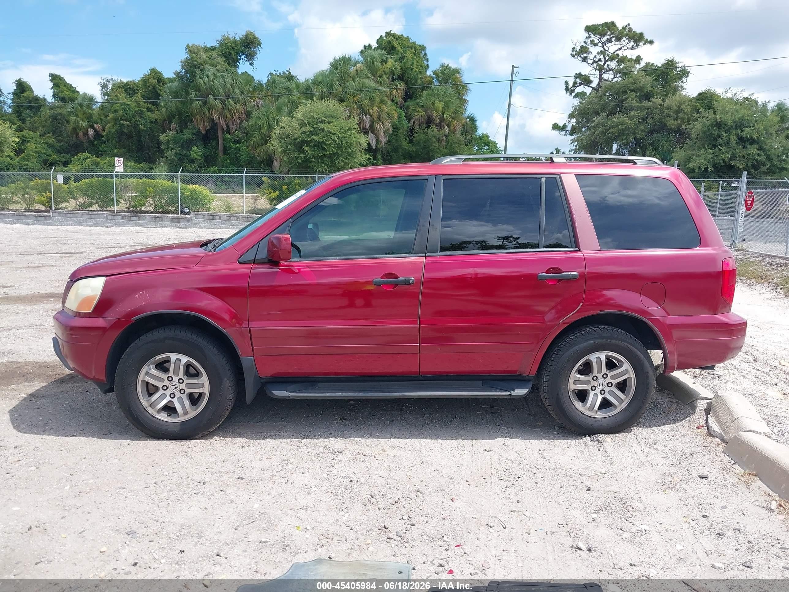 2003 Honda Pilot Ex-l Red vin: 2HKYF18523H580785