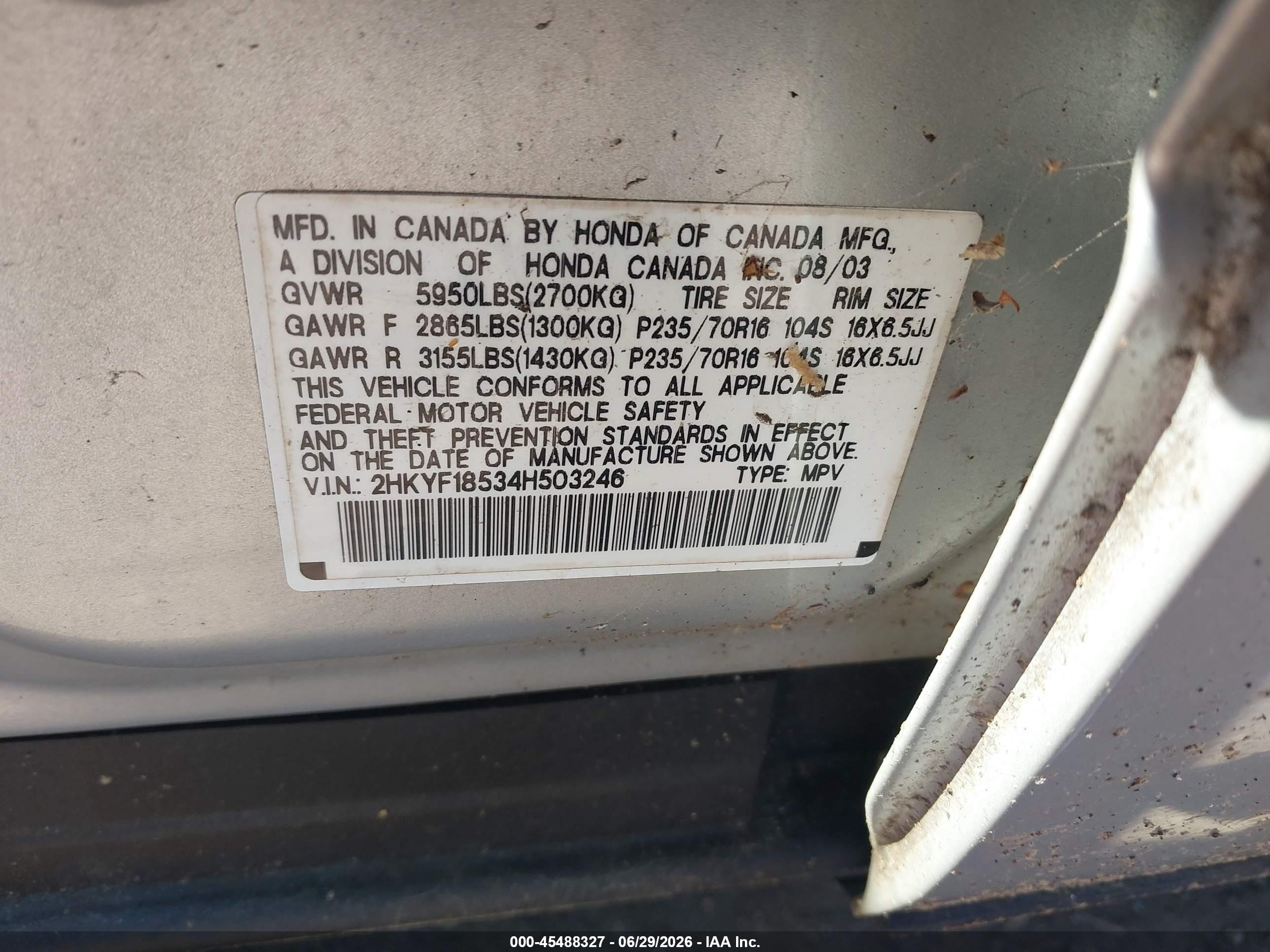 2004 Honda Pilot Ex-l Silver vin: 2HKYF18534H503246