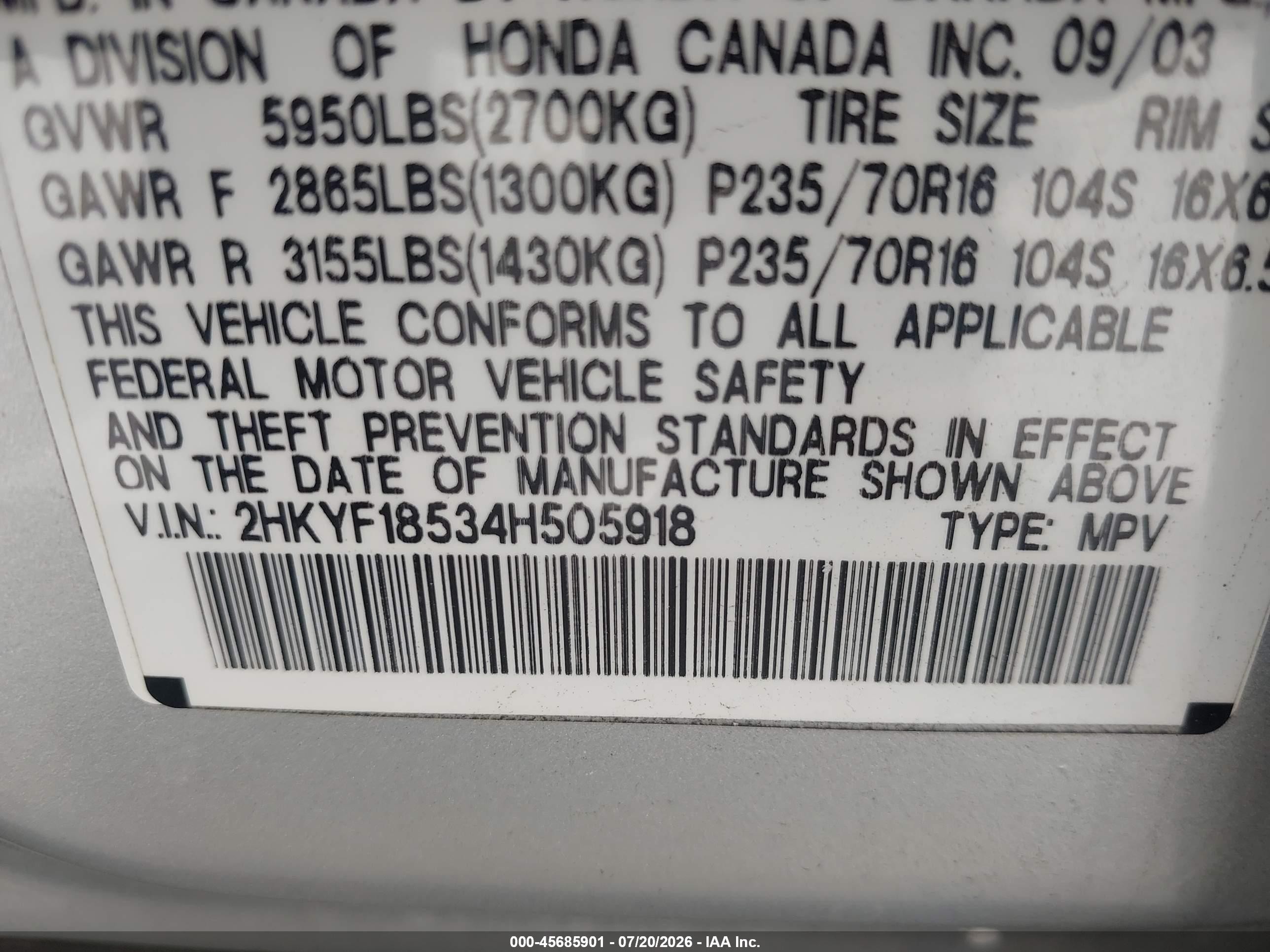 2004 Honda Pilot Ex-l Silver vin: 2HKYF18534H505918
