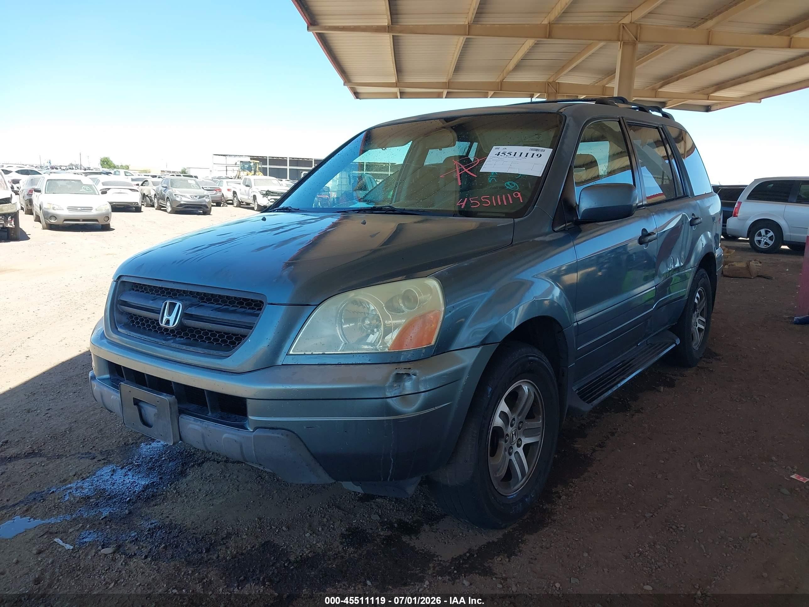 2005 Honda Pilot Ex-l Blue vin: 2HKYF18535H515222