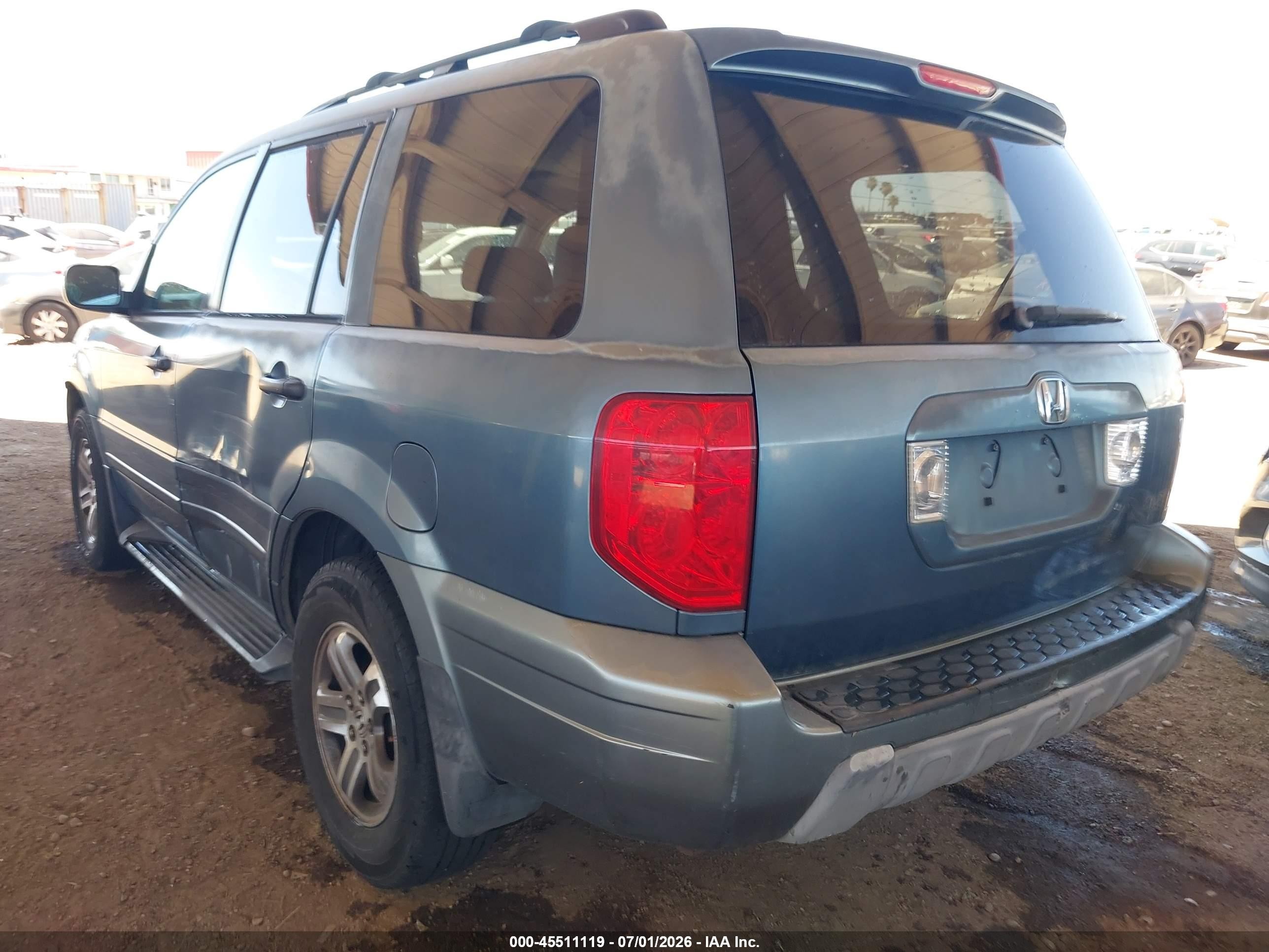 2005 Honda Pilot Ex-l Blue vin: 2HKYF18535H515222