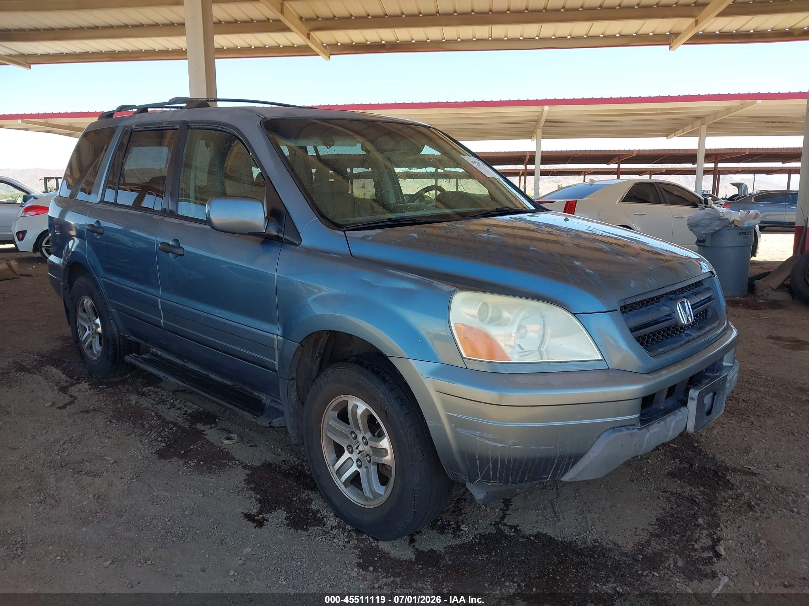 2005 Honda Pilot Ex-l Blue vin: 2HKYF18535H515222