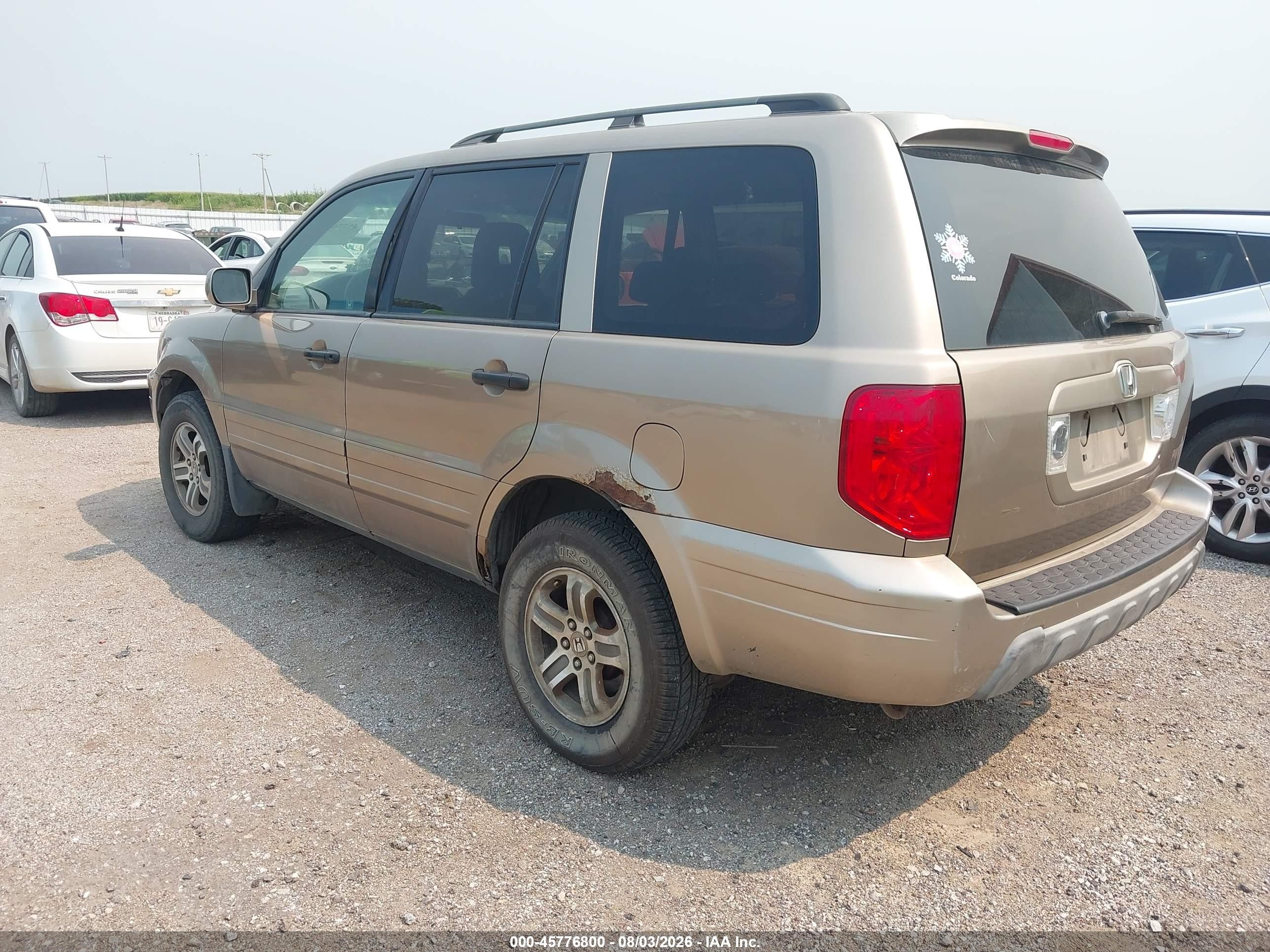 2005 Honda Pilot Ex-l Желто-коричневый vin: 2HKYF18535H521991