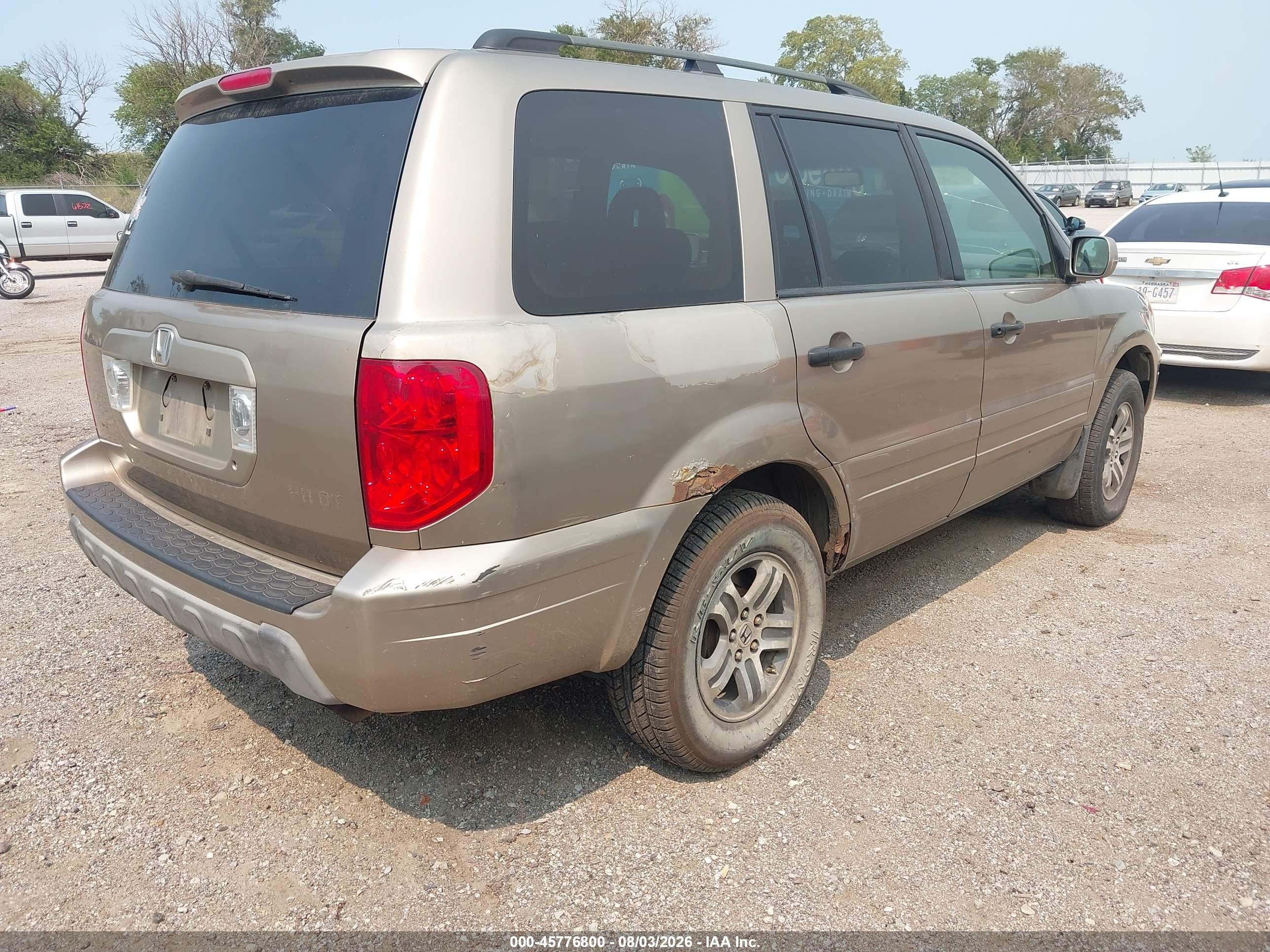 2005 Honda Pilot Ex-l Желто-коричневый vin: 2HKYF18535H521991