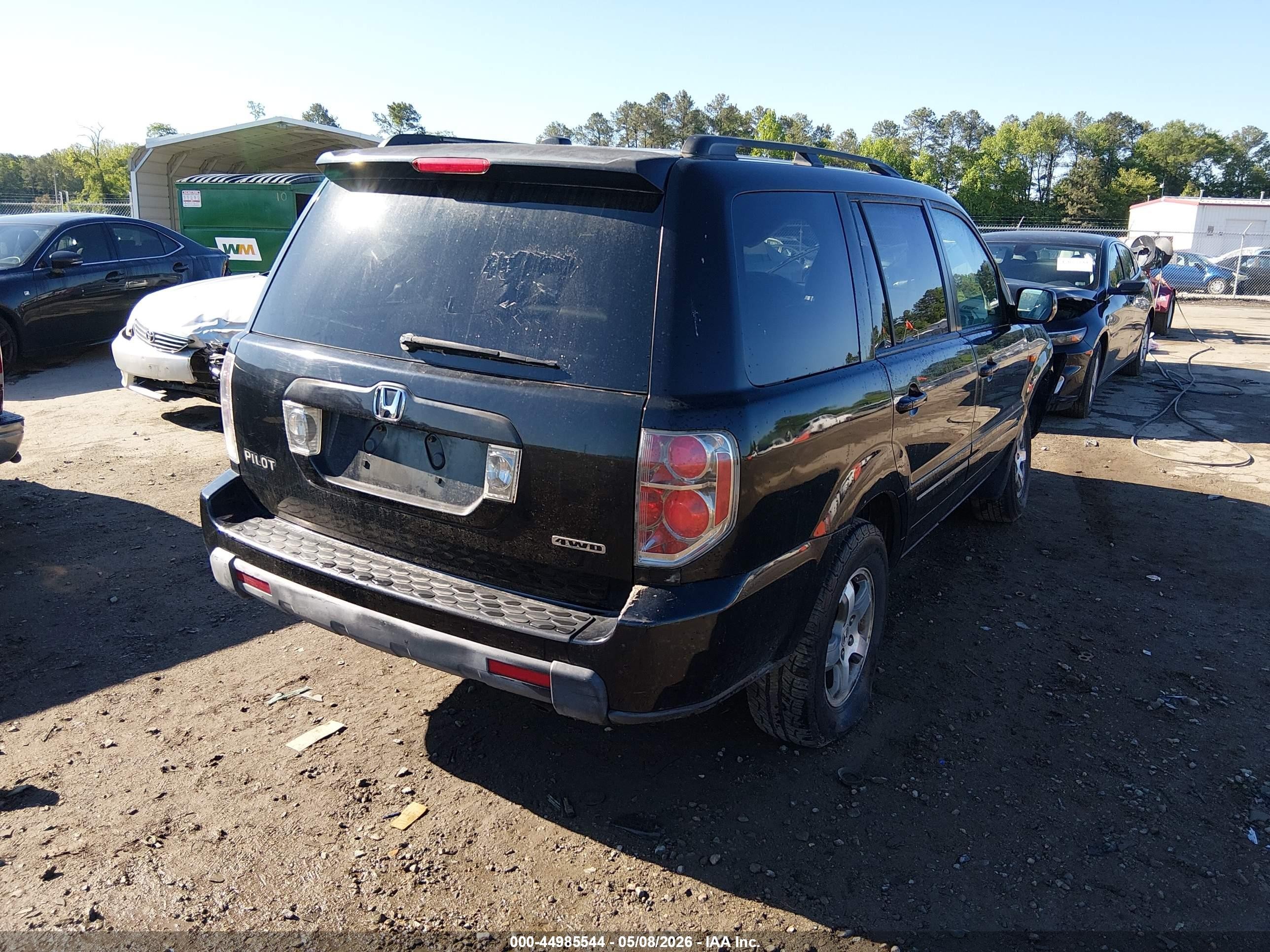 2006 Honda Pilot Ex-l Black vin: 2HKYF18536H549694