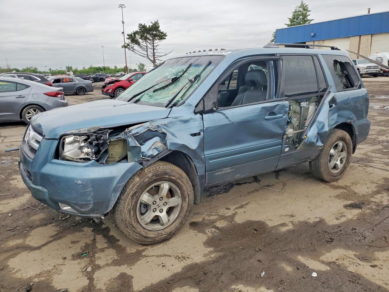 2007 Honda Pilot Exl Синий vin: 2HKYF18537H505695