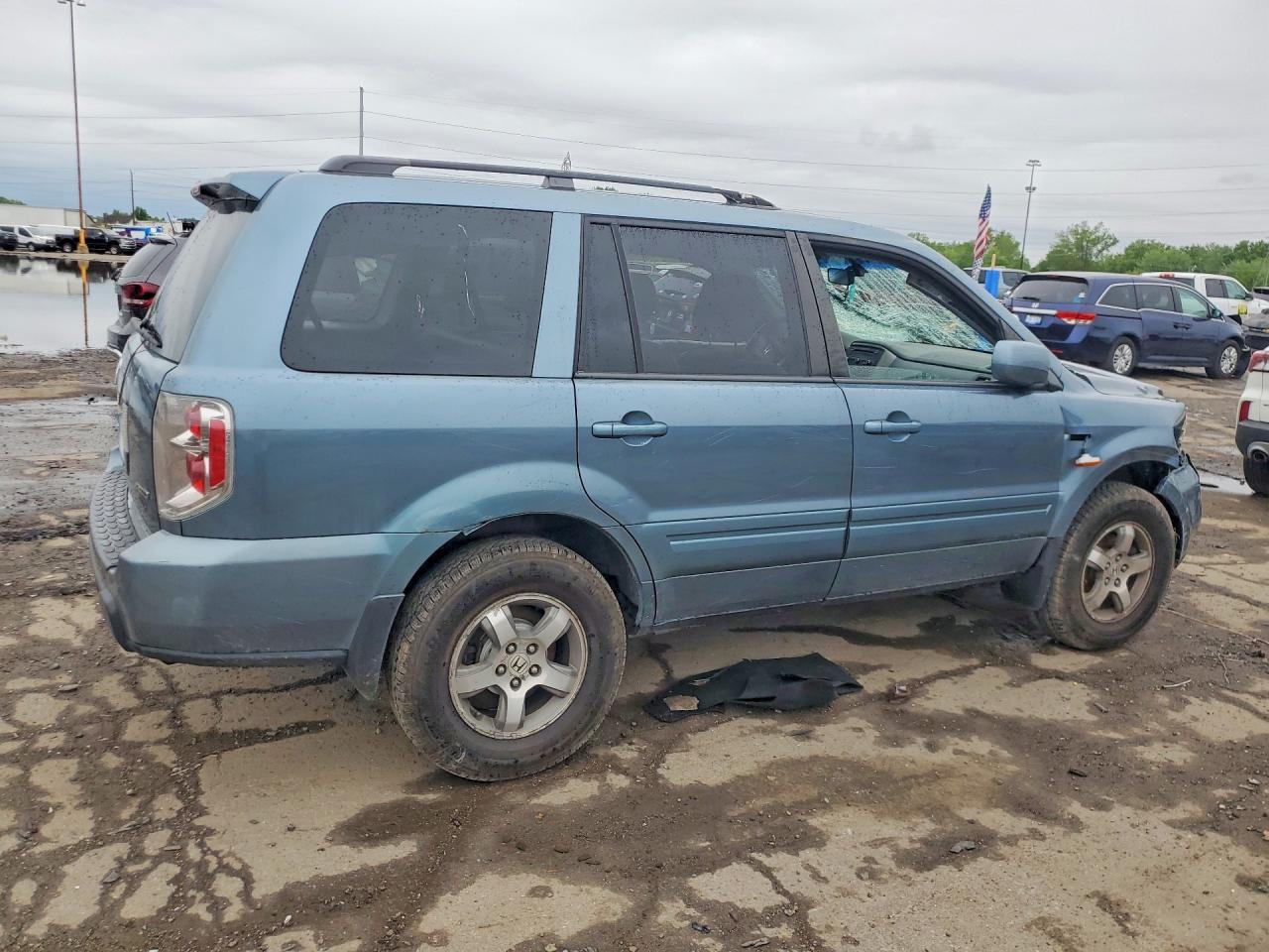 2007 Honda Pilot Exl Синий vin: 2HKYF18537H505695