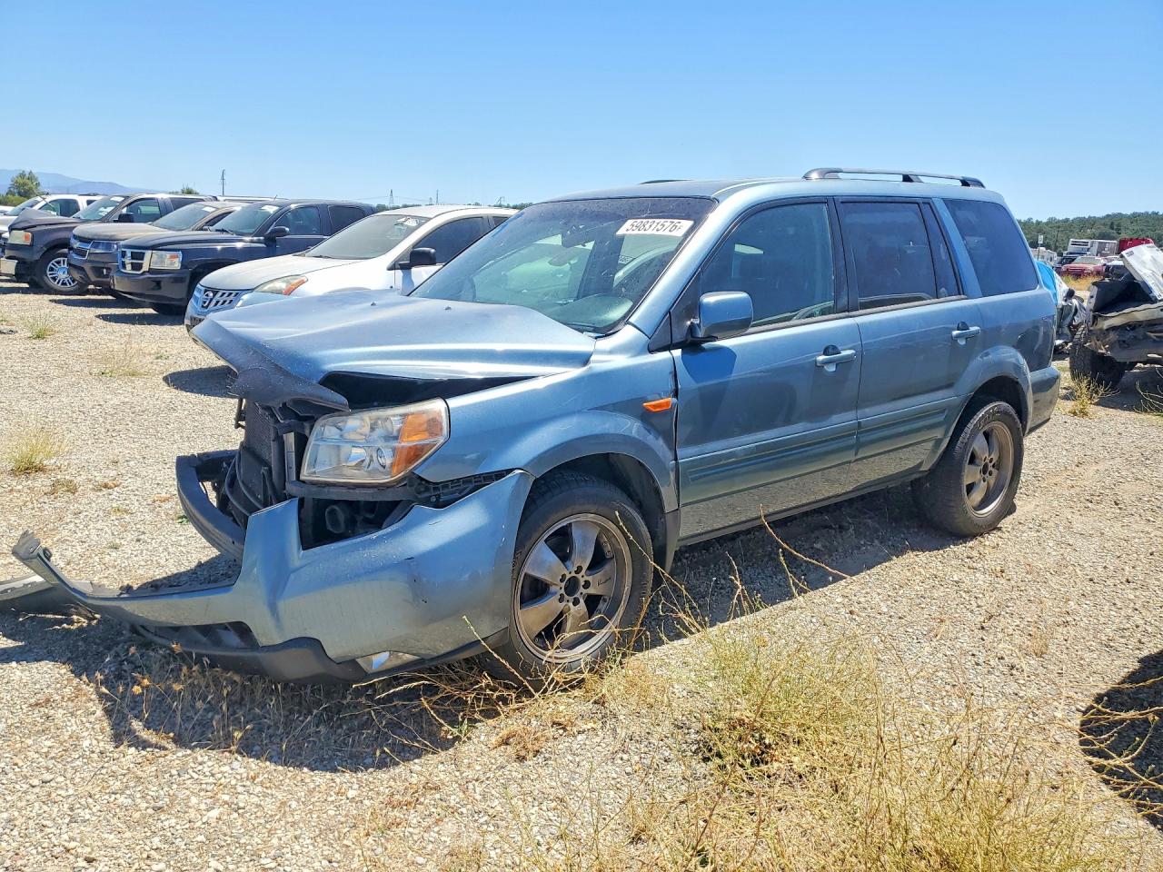 2007 Honda Pilot Exl Blue vin: 2HKYF18537H517443