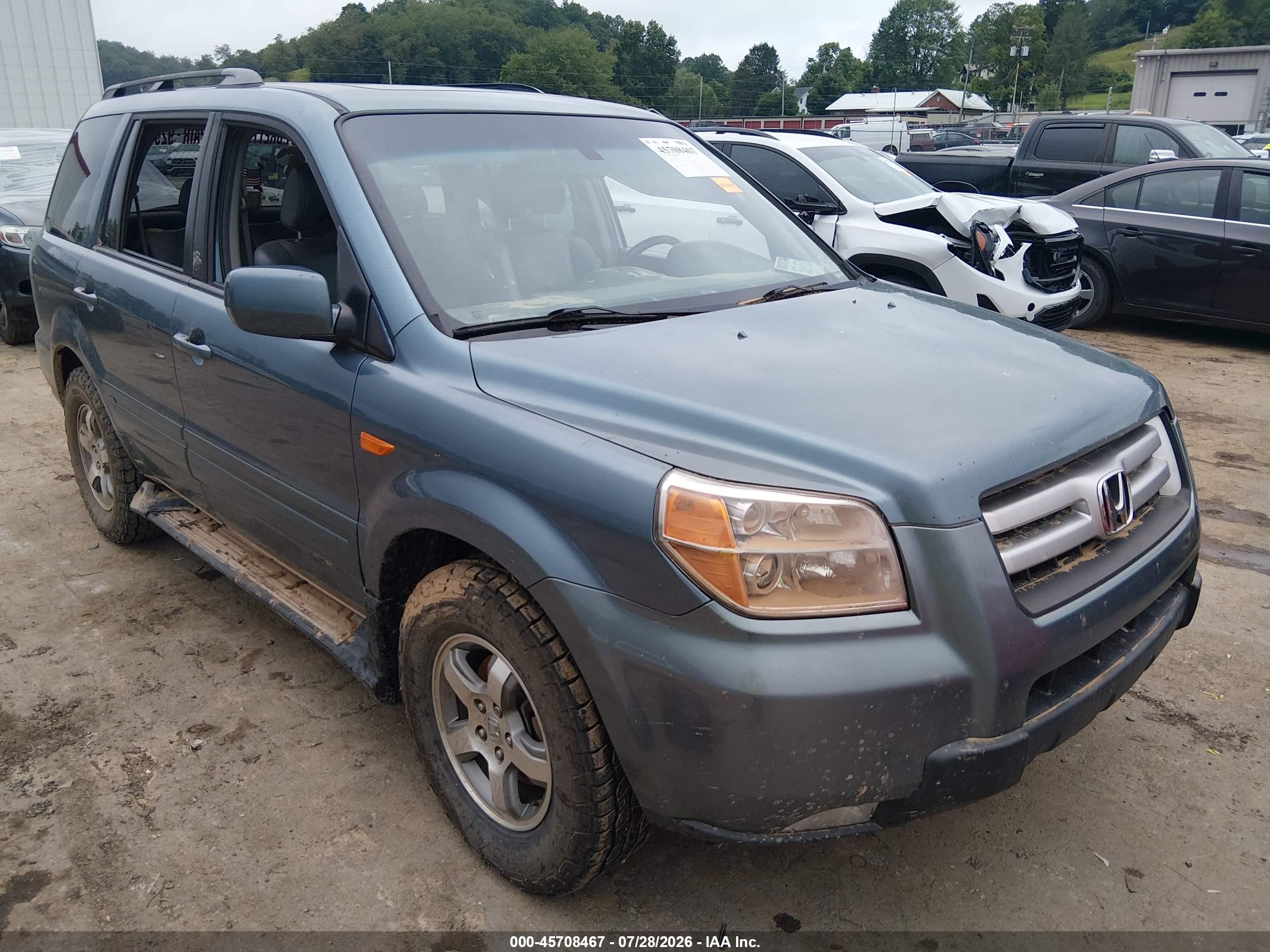 2007 Honda Pilot Ex-l Light Blue vin: 2HKYF18537H531326
