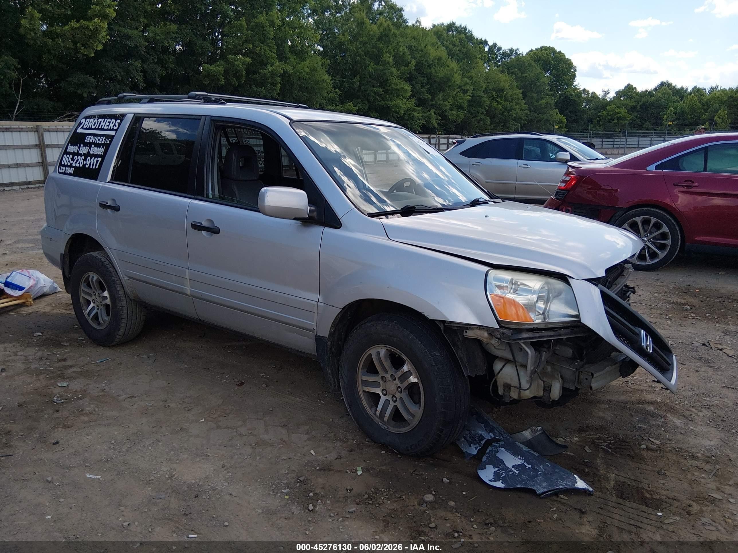 2003 Honda Pilot Ex-l Silver vin: 2HKYF18543H605573