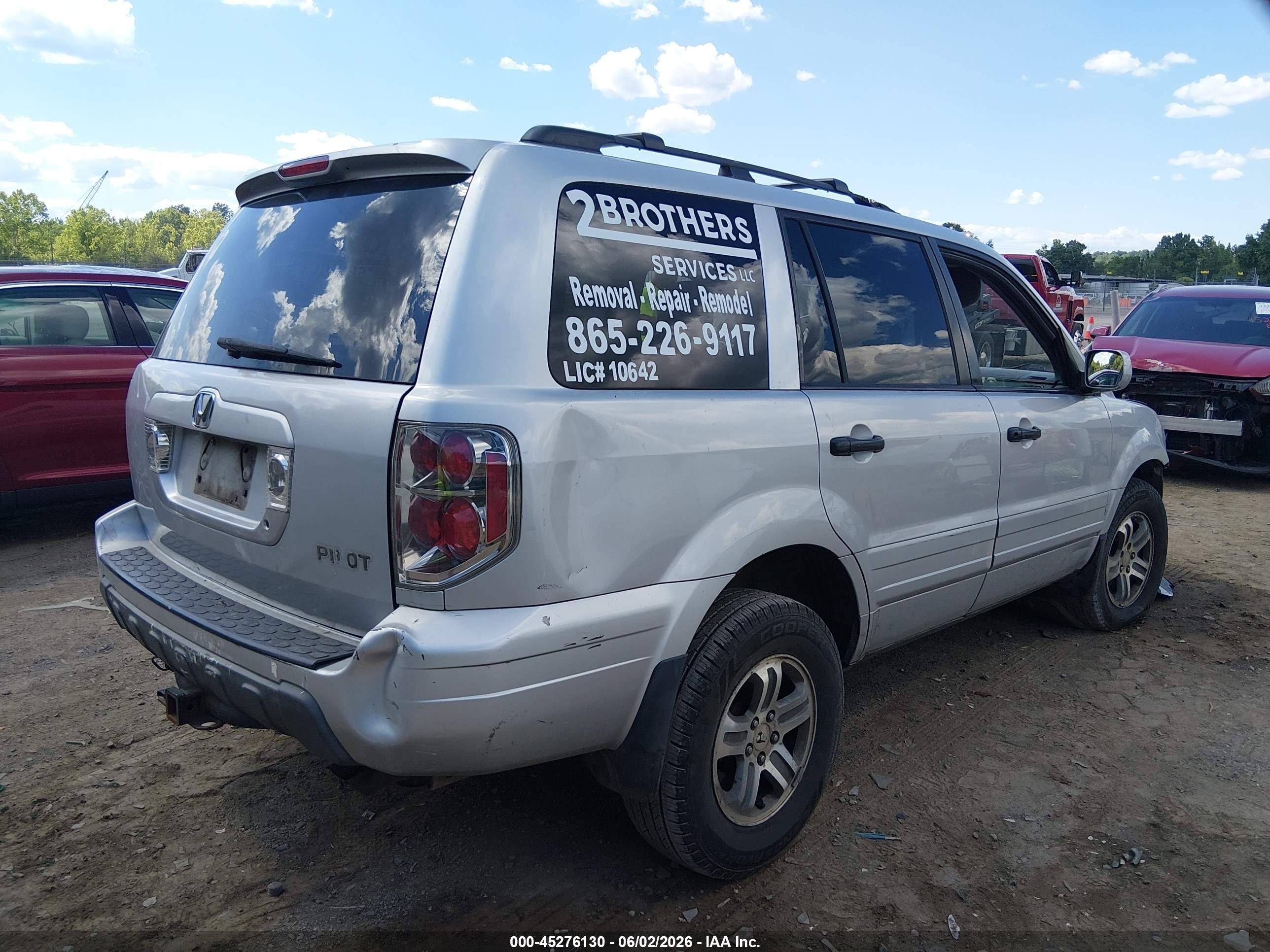 2003 Honda Pilot Ex-l Silver vin: 2HKYF18543H605573