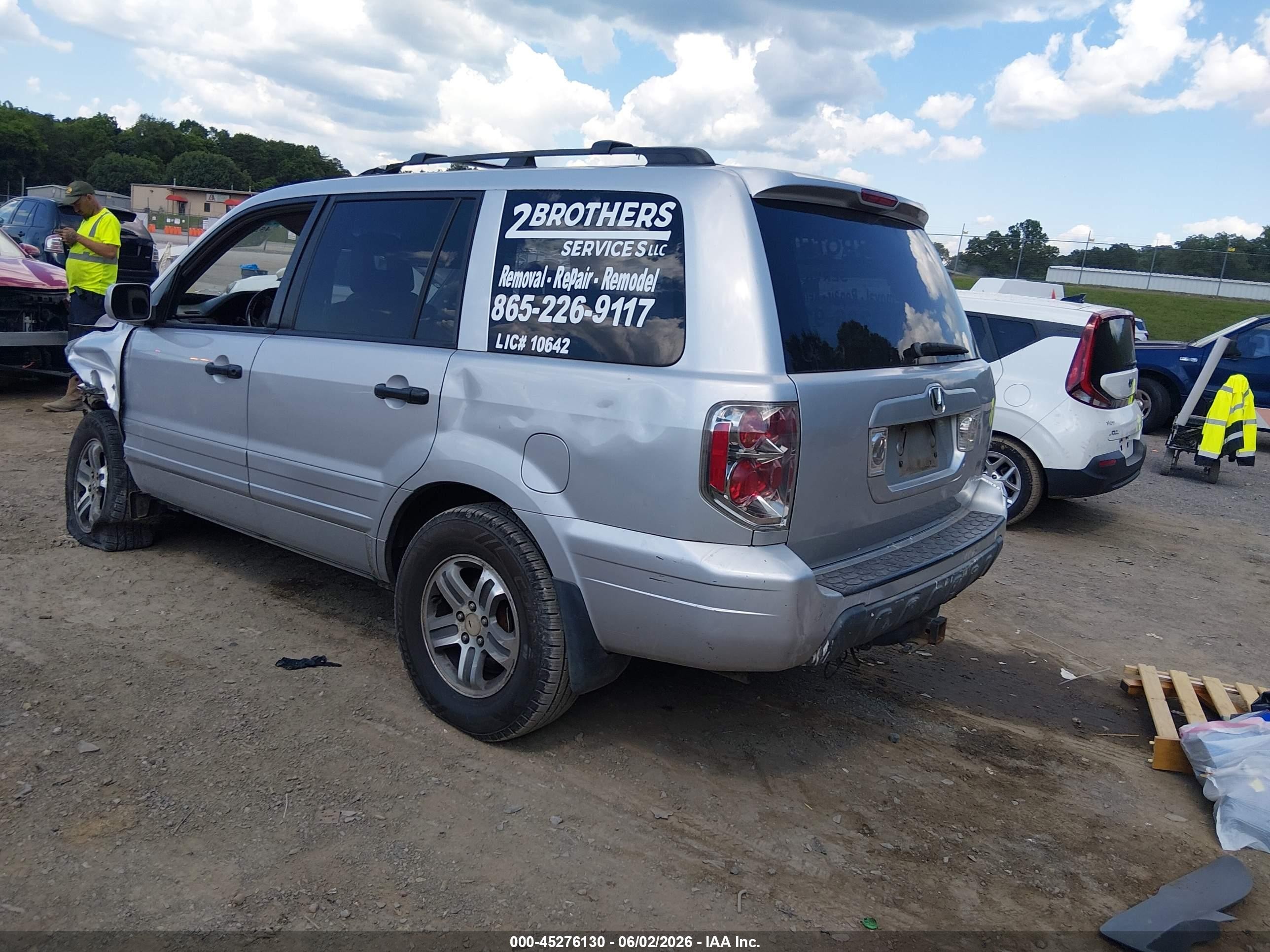 2003 Honda Pilot Ex-l Silver vin: 2HKYF18543H605573