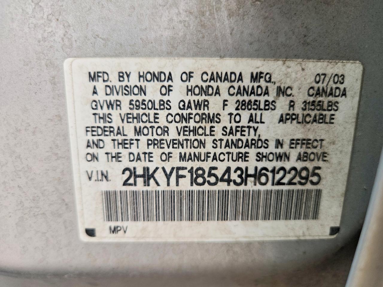 2003 Honda Pilot Exl Серебряный vin: 2HKYF18543H612295
