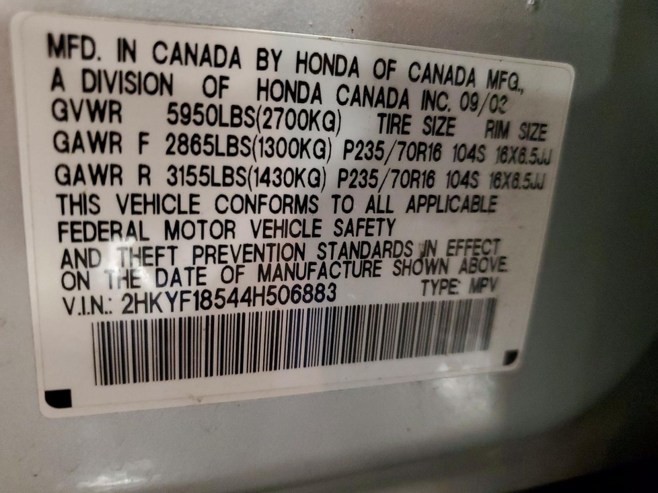 2004 Honda Pilot Exl Silver vin: 2HKYF18544H506883