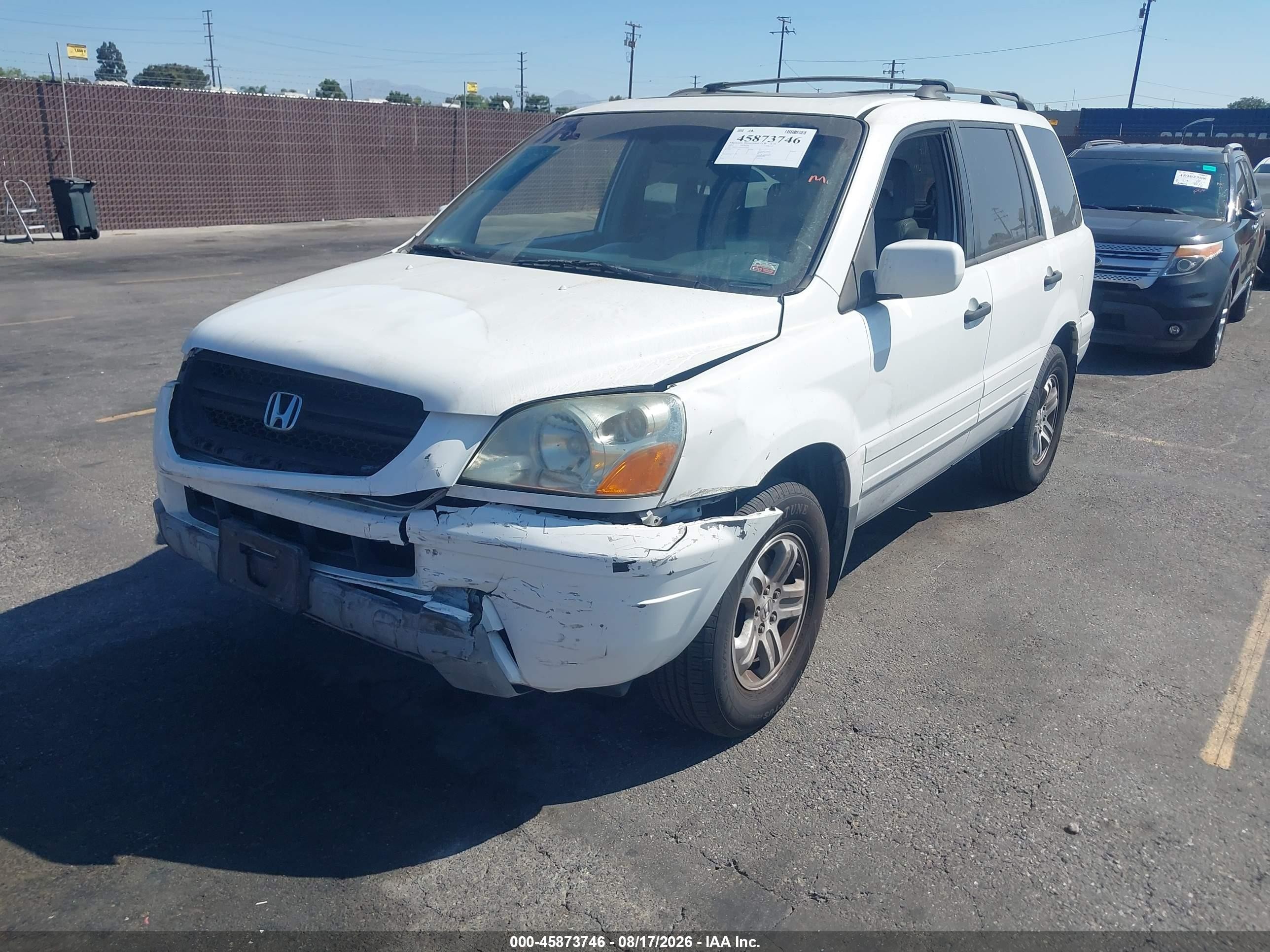 2005 Honda Pilot Ex-l White vin: 2HKYF18545H524320