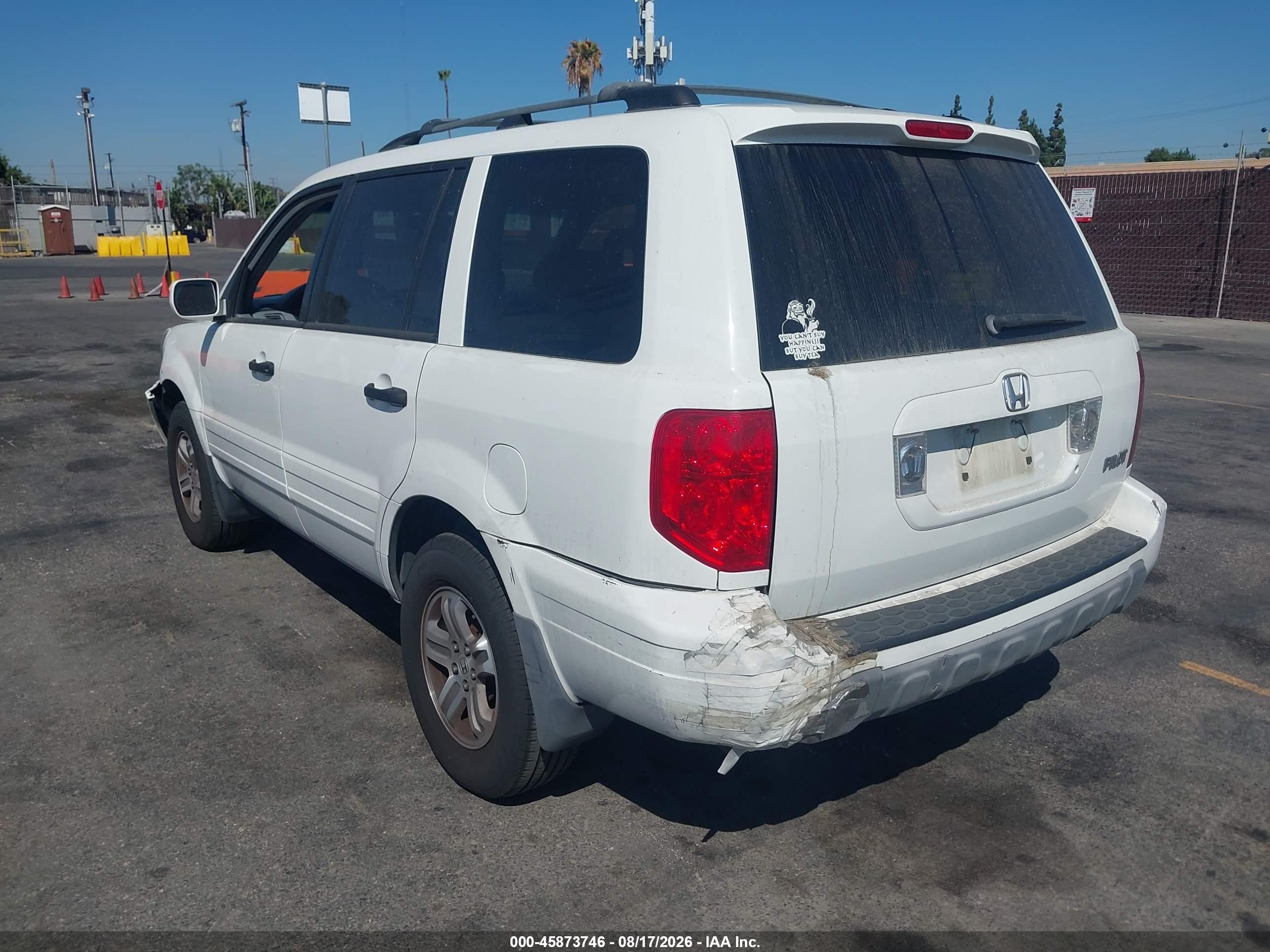 2005 Honda Pilot Ex-l White vin: 2HKYF18545H524320