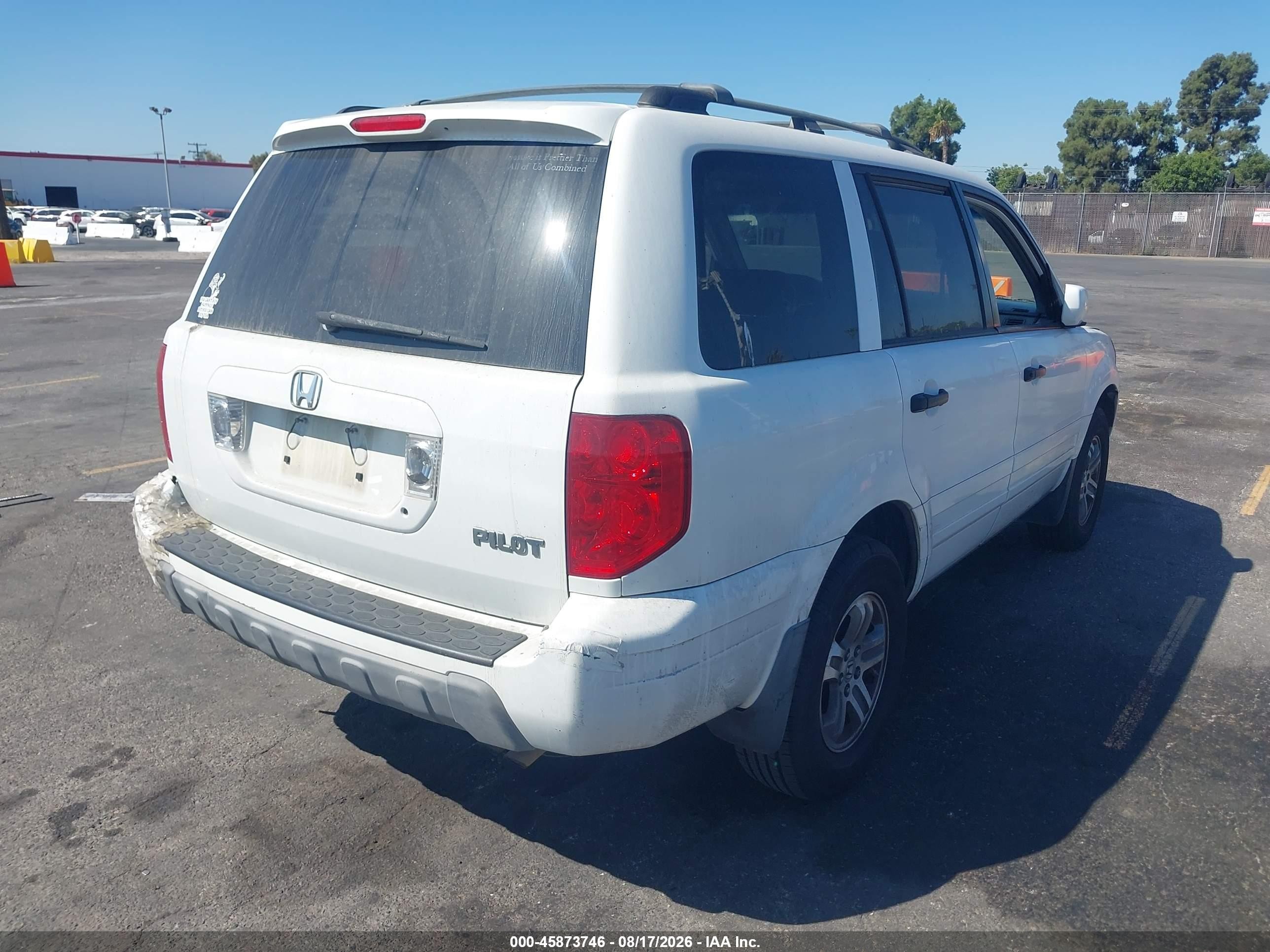 2005 Honda Pilot Ex-l White vin: 2HKYF18545H524320