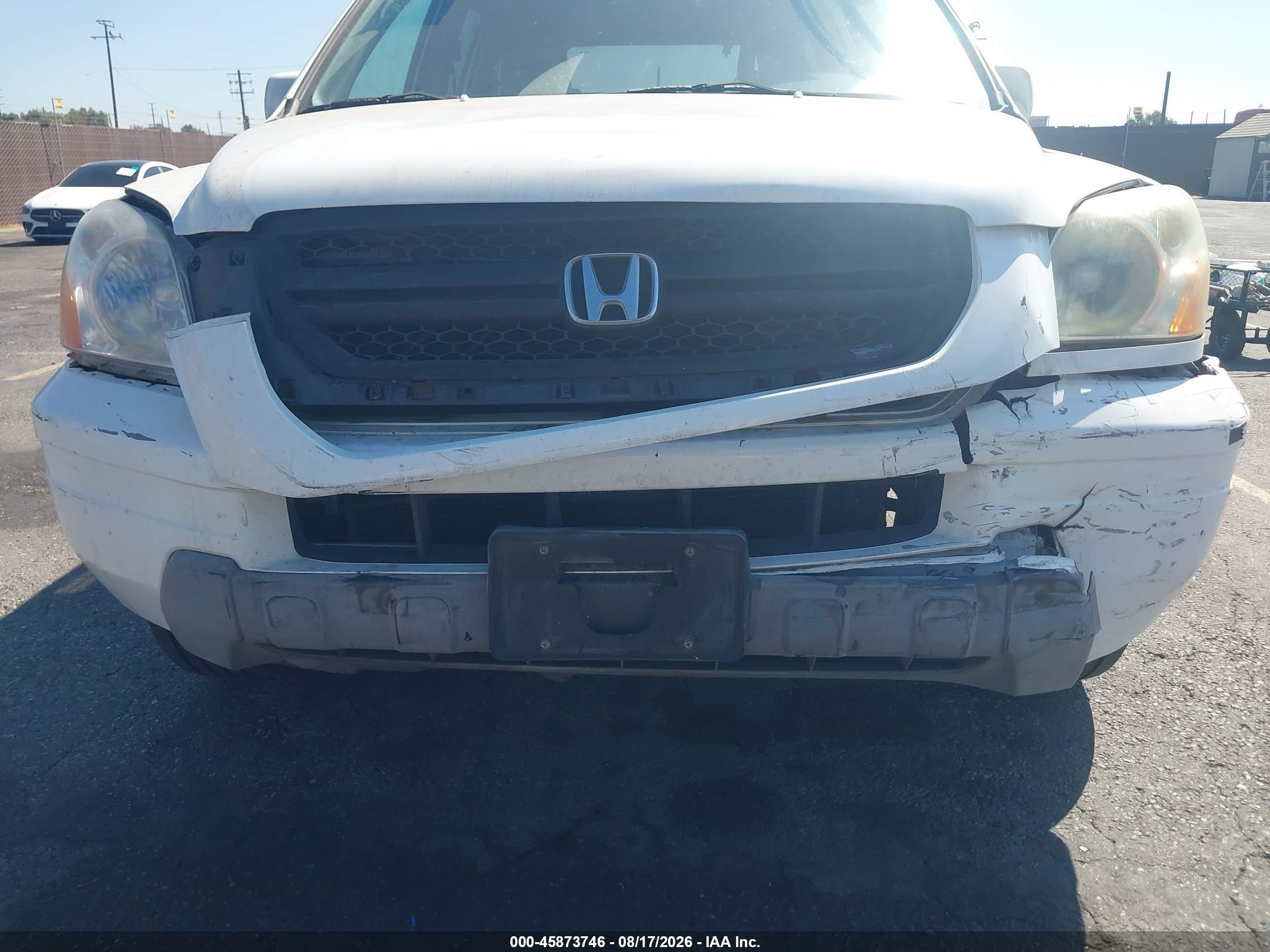 2005 Honda Pilot Ex-l White vin: 2HKYF18545H524320