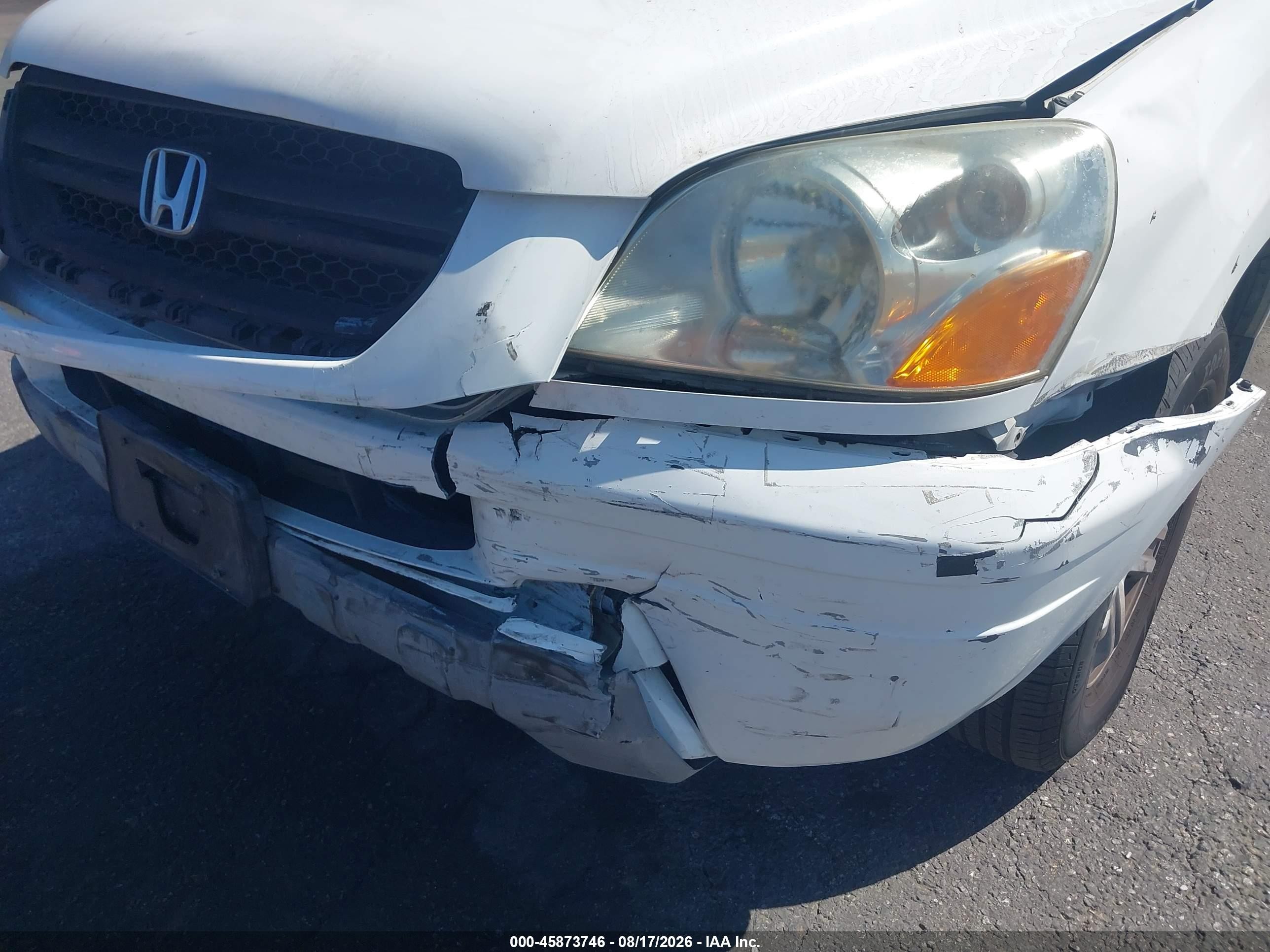 2005 Honda Pilot Ex-l White vin: 2HKYF18545H524320